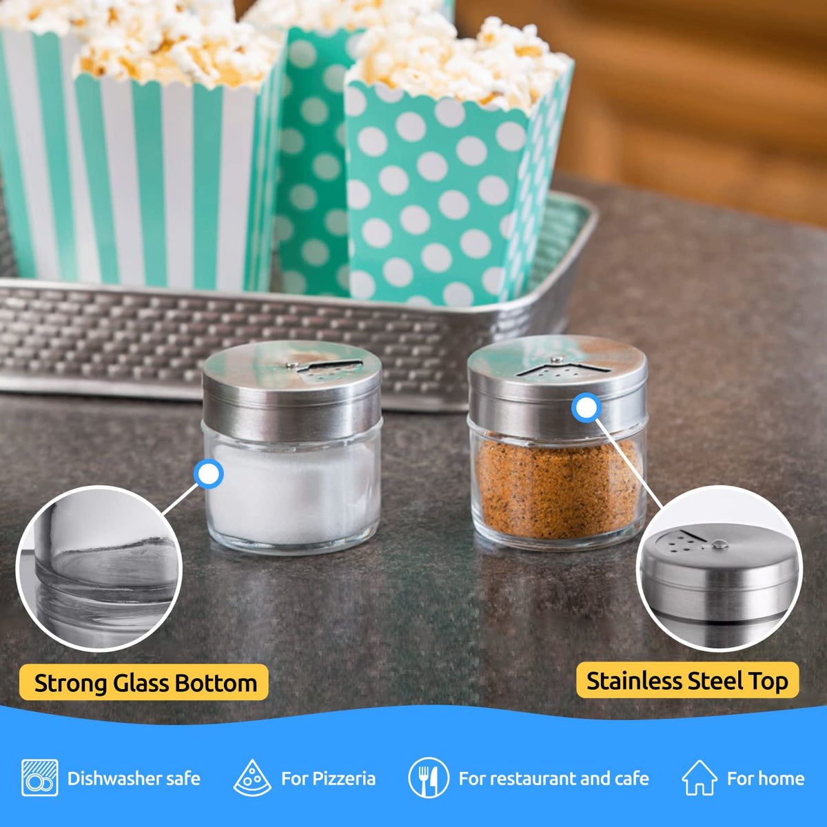 4-Pack 3oz Glass Spice Seasonings Shaker With Adjustable Lid