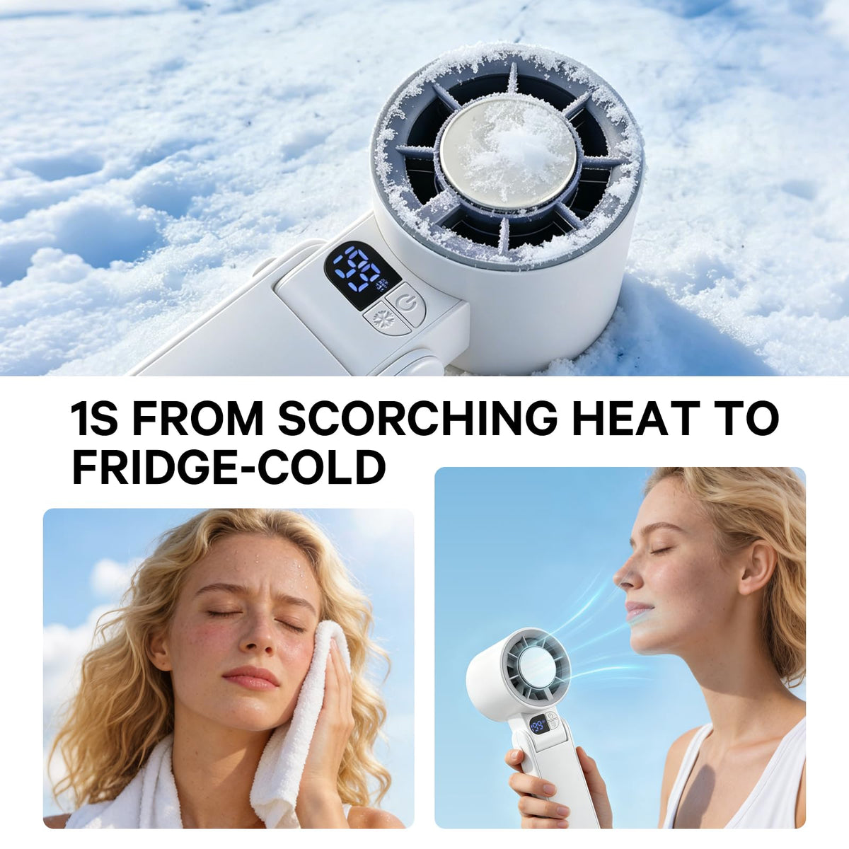 Wupsaoe Handheld Portable Turbo Fan with Ice Cooler, Speed (1-199) Rechargeable Personal Fan,Powerful Mini Personal fan for Travel, Outdoor, Beach & Makeup