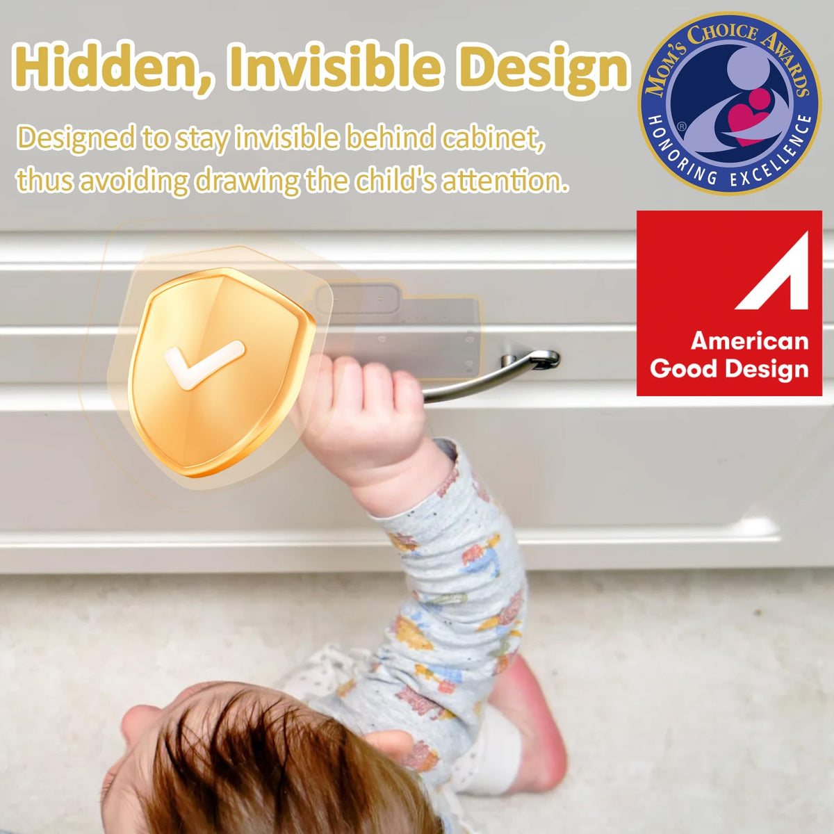 Bestkid Cabinet Lock RFID Card NFC Hidden Drawer Lock for Kitchen Pantry Furniture Smart Cupboard Door with Bluetooth APP Child Safety No Drilling Required Black