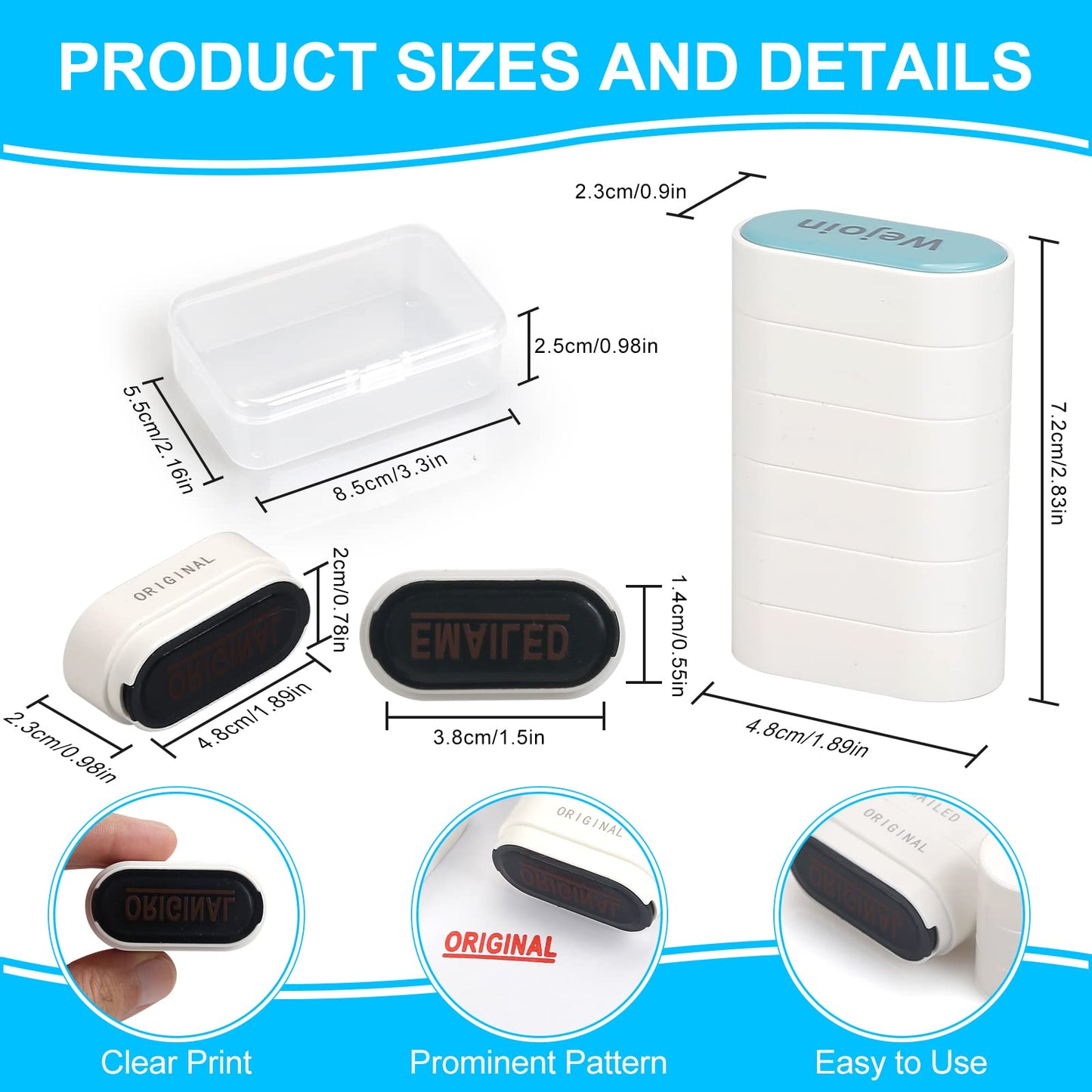 WEJOIN Office Self-Inking Stamp Set for Business Accounting - Pre-Inked Rubber Stamps With 'Posted Denied Urgent Accepted Completed FAXED EMAILED Original Received Confidential'