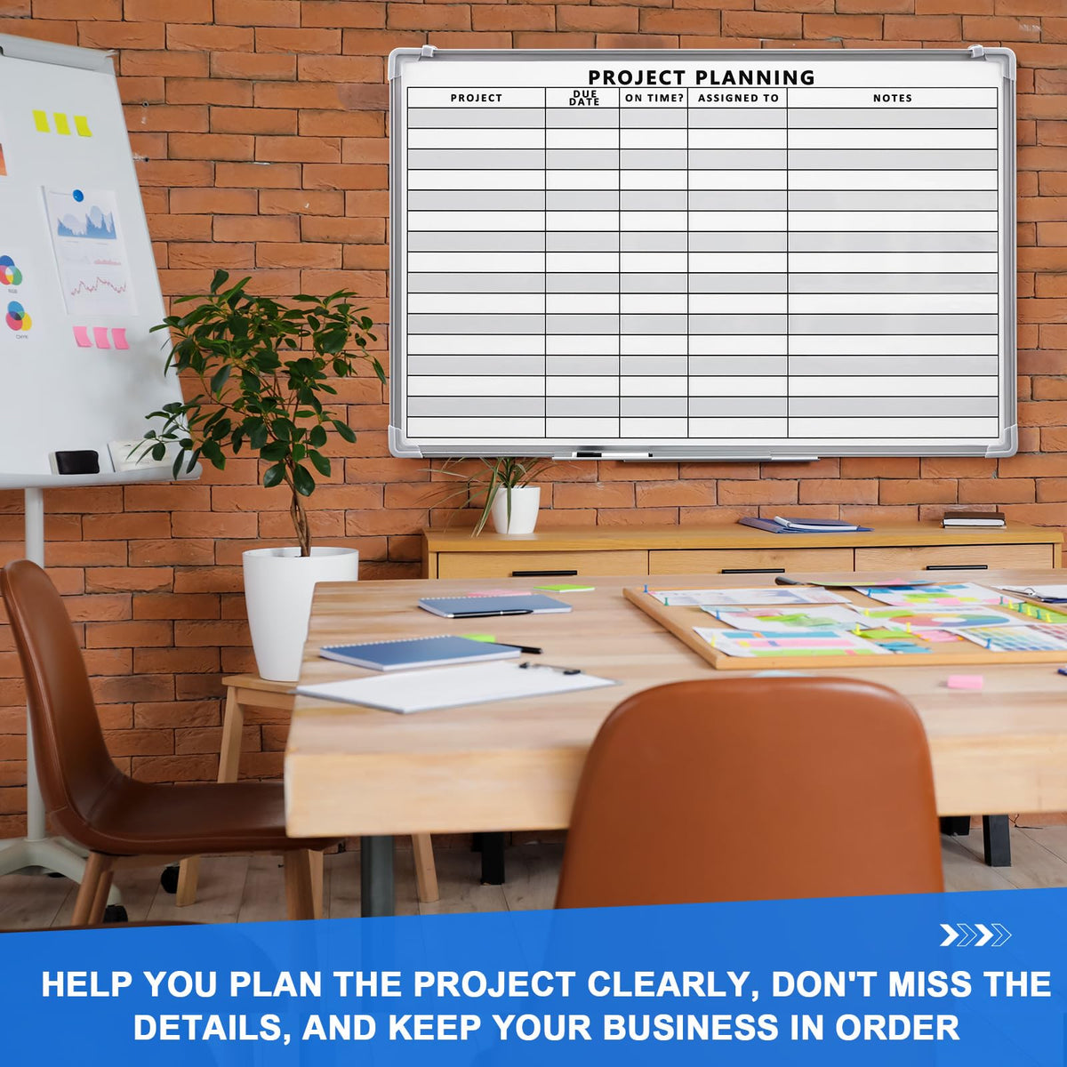 Lincia Project Planning Dry Erase Whiteboard Magnetic Dry Erase Board with Lines Sliding Marker Tray Aluminum Frame White Board Planner for Wall Scheduling(36"x24",Project Planning Horizontal)