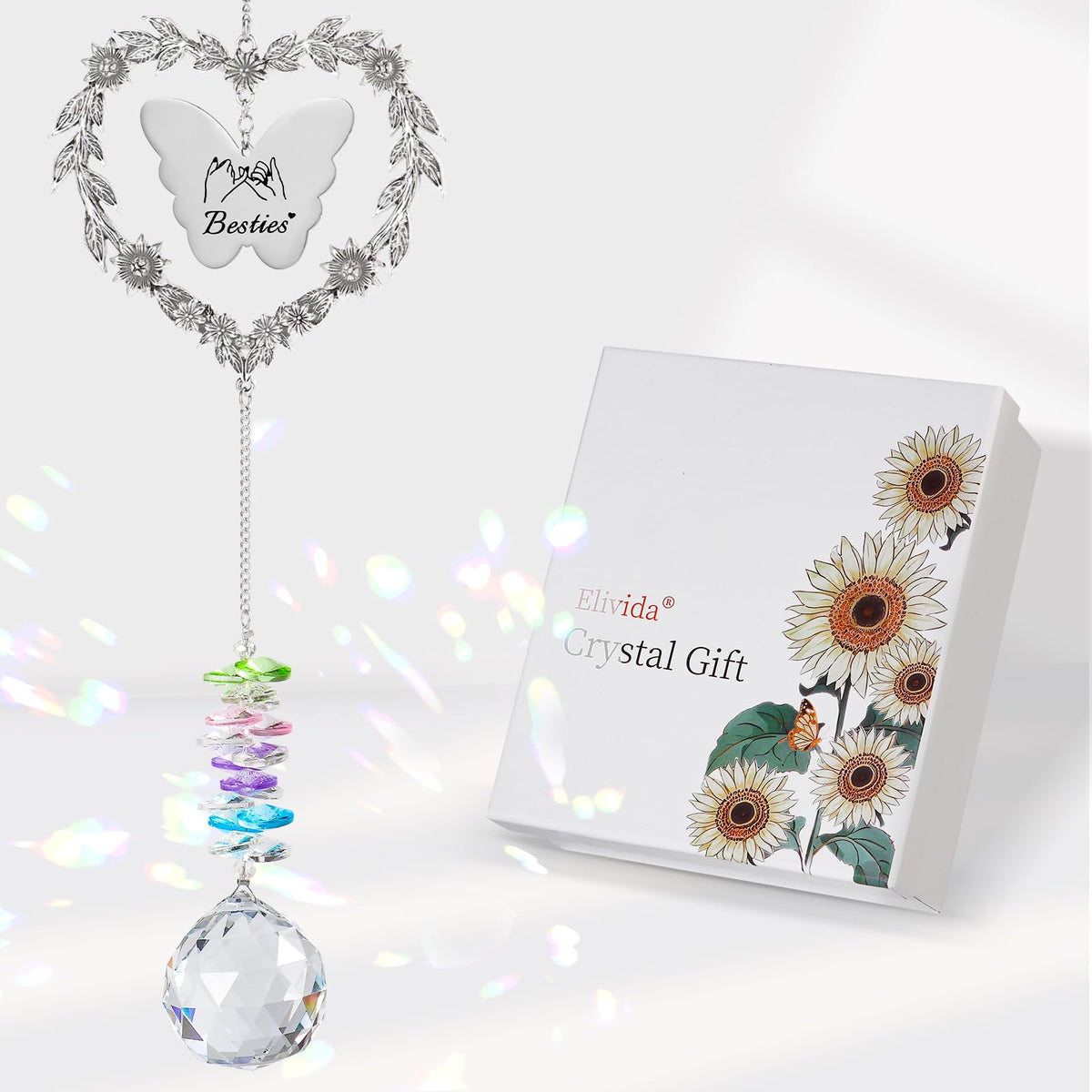 Best Friend Friendship Suncatcher Gifts for Women, Bestie Crystal Ornament