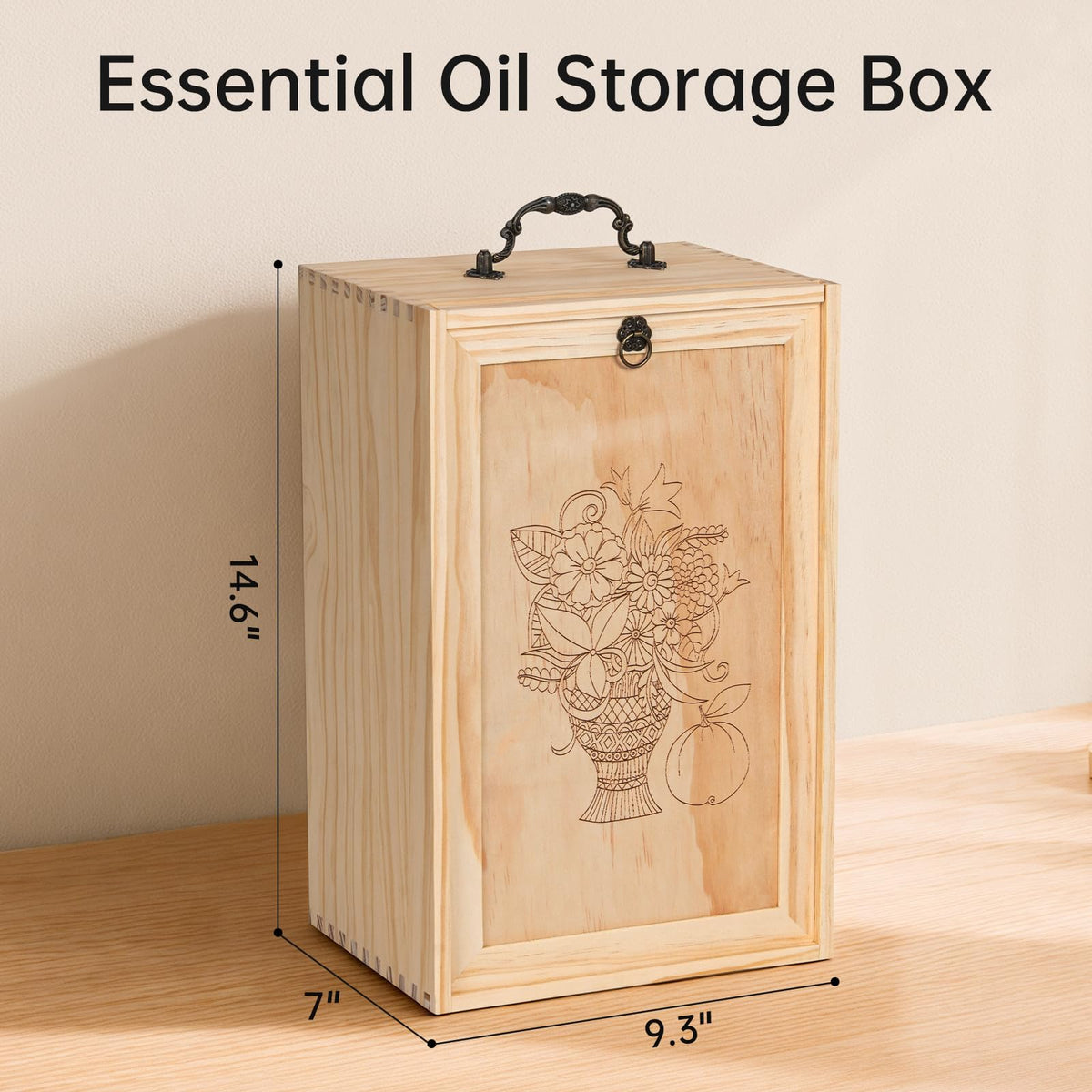 TORIBIO Essential Oil Storage Box for 96 Bottles, Wooden Essential Oils Holder Organizer Holds 5-30ml for Young Living & Doterra Bottles