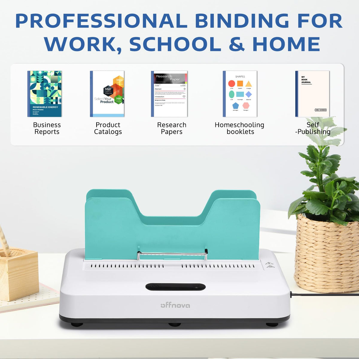 OFFNOVA Thermal Binding Machine 500 Sheets Capacity, No Preheat, Air Cooling, Book Binder Machine with 10 Binding Covers, for A4/A5/Letter Size Business Documents, Office and Homeschool Projects