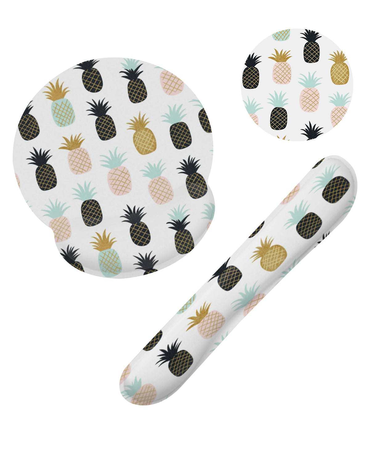 Abstract Tropical Pineapple Fruit Keyboard Wrist Rest Pad and Mouse Pad Wrist Support Set,3-in-1 Ergonomic Mouse Pad with Non-Slip Rubber Base for Home Office Game Computers Desk,