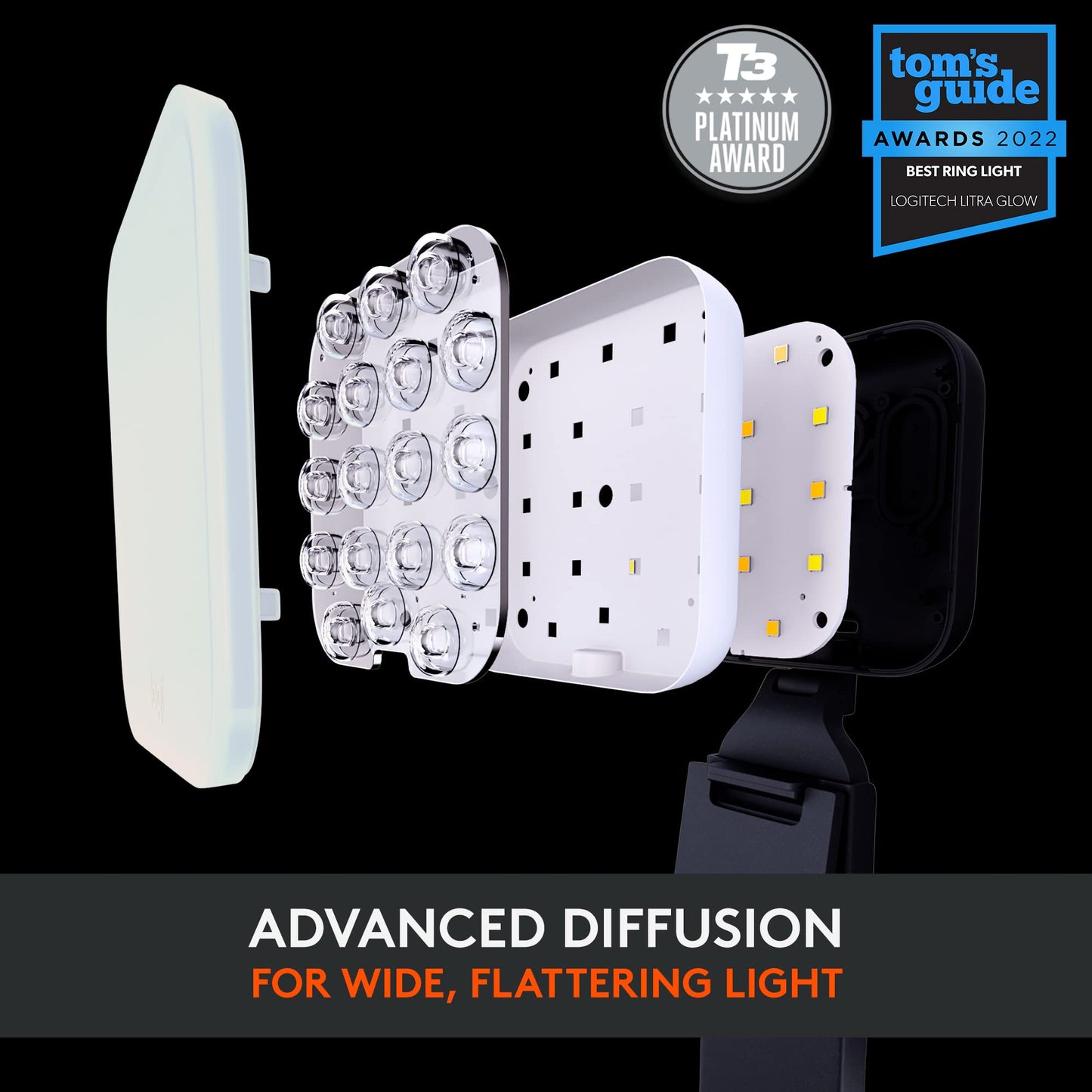Logitech for Creators Litra Glow Premium LED Streaming Light with TrueSoft- Computer lighting for video conferencing, Zoom meetings, with adjustable mount and desktop app control for PC/Mac - Graphite