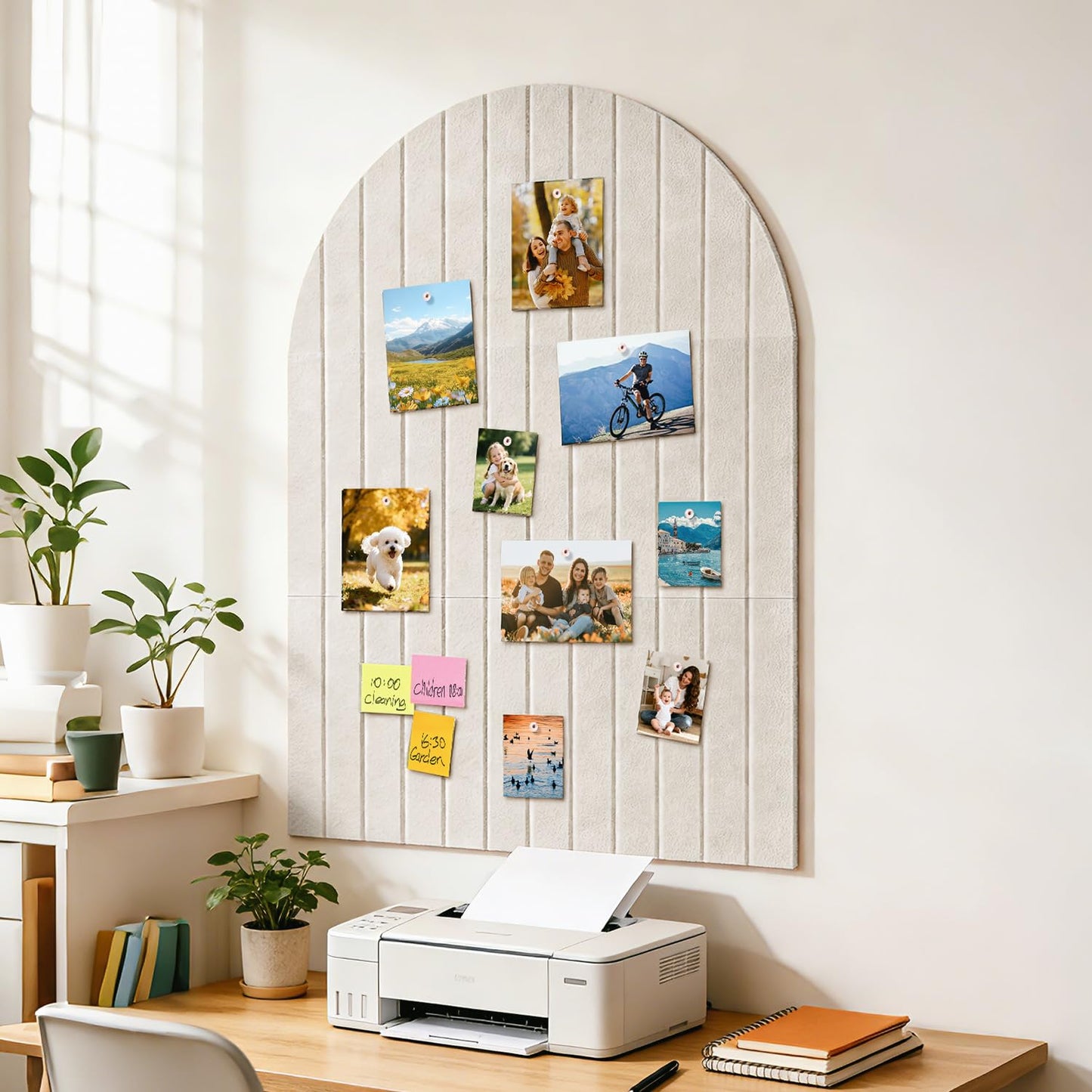 Arched Felt Bulletin Board, 31.5"x24" - Modern Fabric Pin Board for Office & Home Wall, Upgraded Adhesive, Damage-Free Installation, Reusable Wall Organizer for Notes, Photos Reminders (Black)
