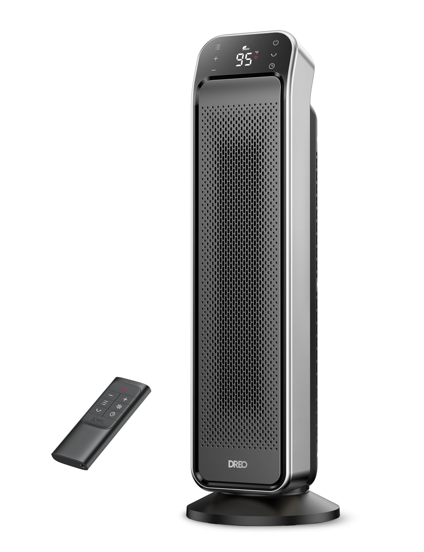 DREO Space Heater Indoor, 25" 11.5ft/s Fast Portable Room Heater with Remote and Thermostat, 3 Modes, Overheating & Tip-Over Protection, Electric Heaters for Indoor Use Large Room, Bedroom, Silver