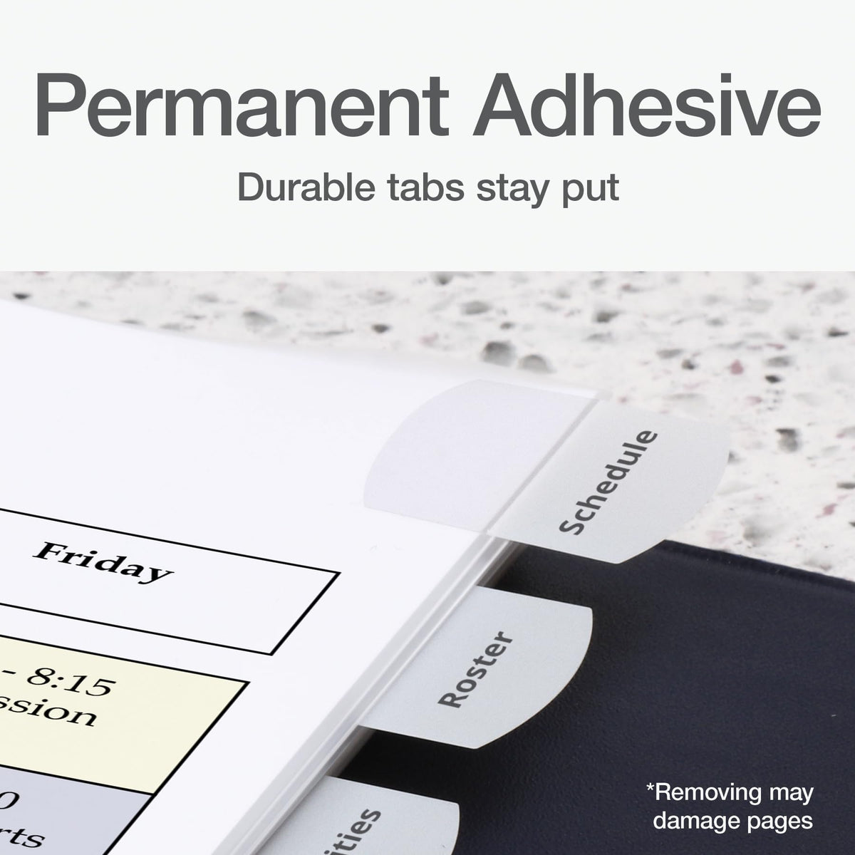 Redi-Tag Laser Index Tabs, Divider Tabs, Permanent Adhesive Index Labels, Customizable Divider Labels, Divider Labels for School, Home and Office, 1-1/8" x 1-1/4", White, 375 Tabs, (B39017)