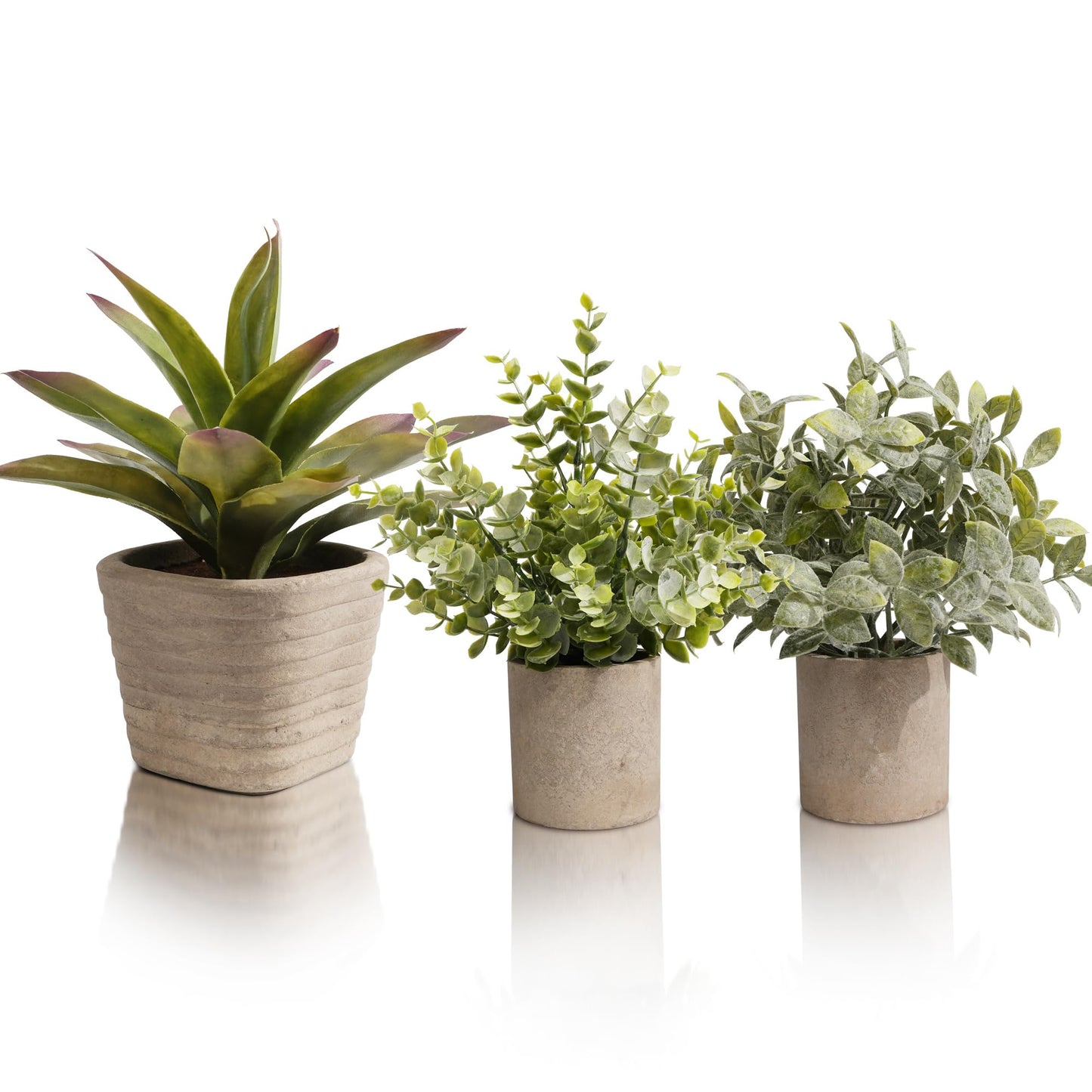 PENGYEE 3 Pack Small Fake Plants in Farmhouse Pulp Pot for Home Decor, Artificial Agave Plants Indoor, Small Faux Plants Indoor for Bathroom Bedroom Shelf Desk Office Table Kitchen Room Greenery Decor