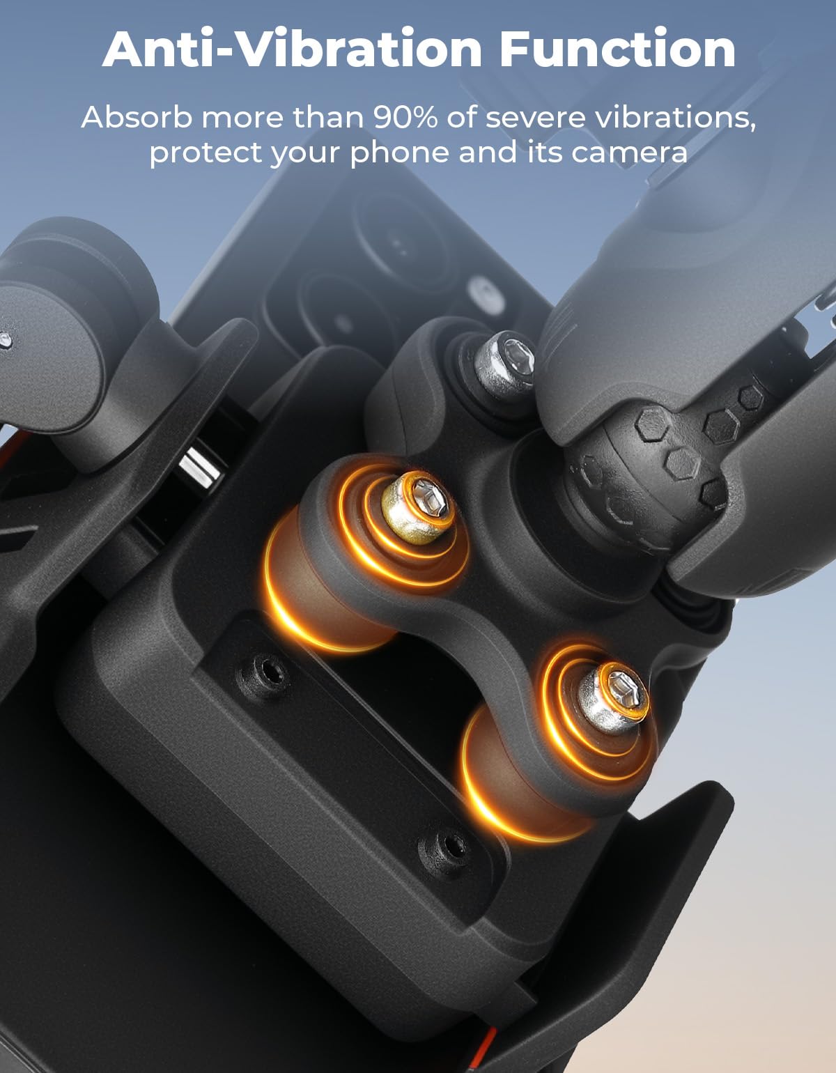 KEMIMOTO Motorcycle Phone Mount with Anti-Theft, Anti-Vibration Dampener Mount One-Hand Operation 360° Adjustable for Motorcycle Bike ATV Scooter Golf Cart Fit 4.7"-7.2" Cellphone