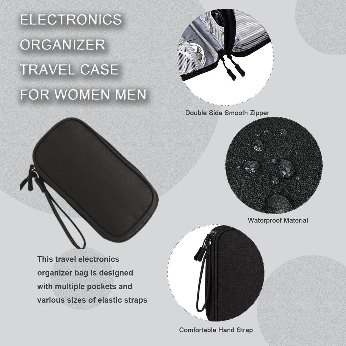 WersaYuu Electronics Organizer Travel Case for Women Men, Cable Organizer Bag Electronics Tech Accessories for Power Bank, SD Card, Cables, Phone