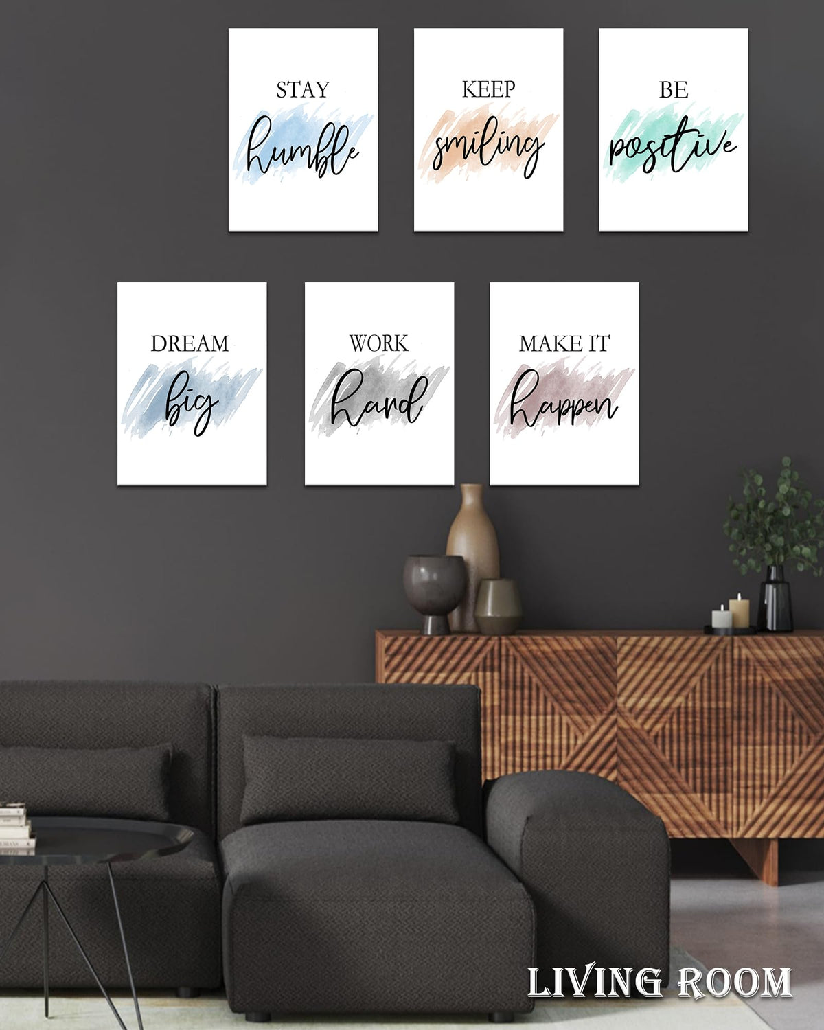 Drsoum Motivational Wall Decor Inspirational Office Wall Art Quotes 12” x16” Framed Wall Art for Living Room Encouraging Canvas Posters for Office Bedroom Sayings - Set of 6 PCS Framed
