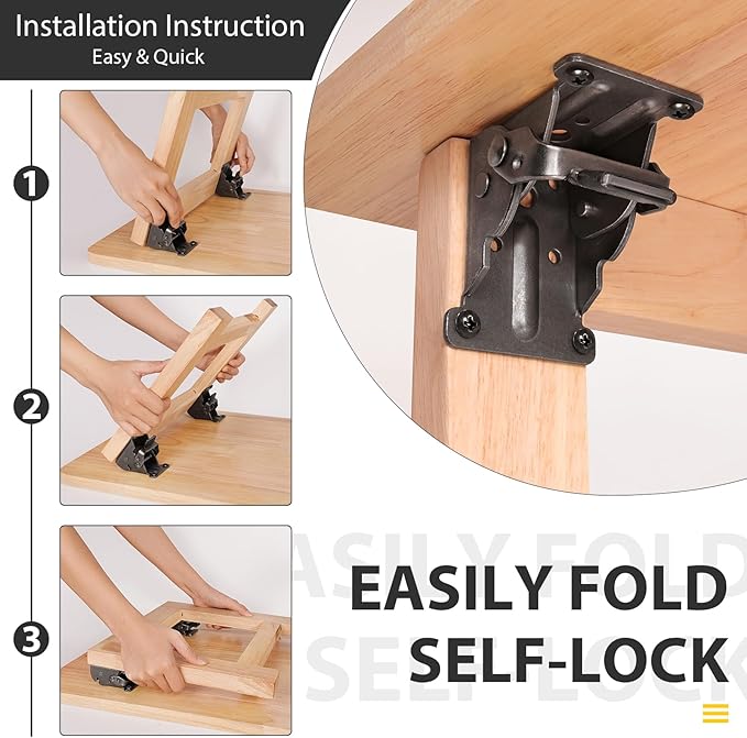 2 Pack Folding Brackets, Self-Lock Hinge