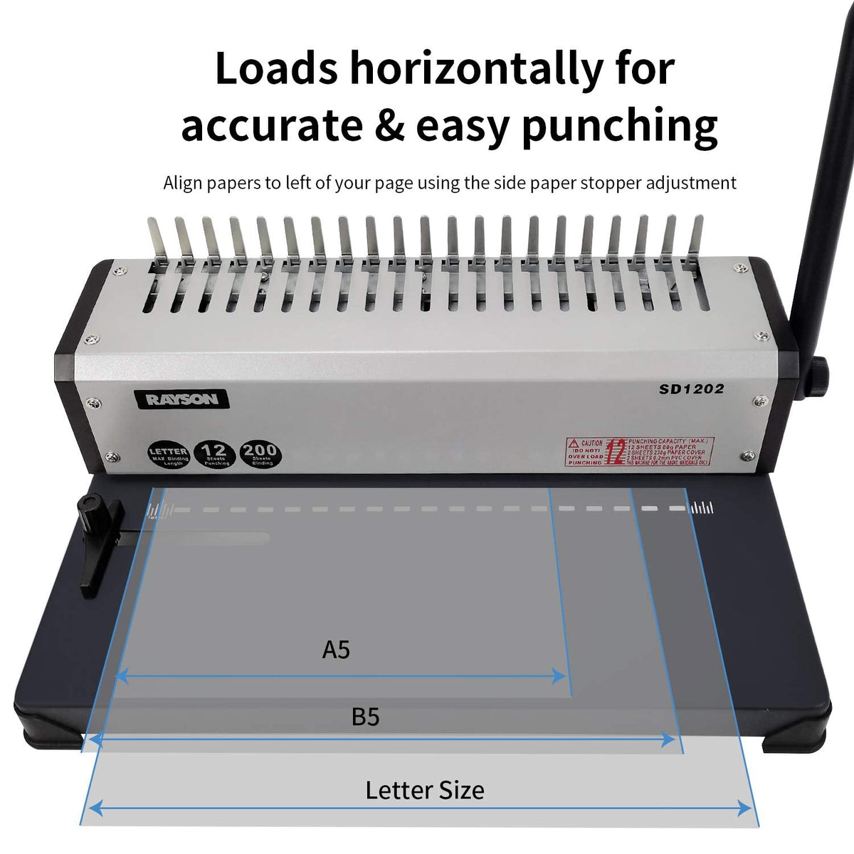 RAYSON SD1202 Comb Binding Machine, 19 Holes, Max Punching Letter Size, with Comb Set Binder for Daily Binding