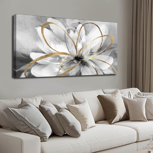 SOUGUAN Black and Grey Wall Decor Flower Art Work 20x40 Inch Line Paintings for Living Room Bedroom Office Wall Decorations