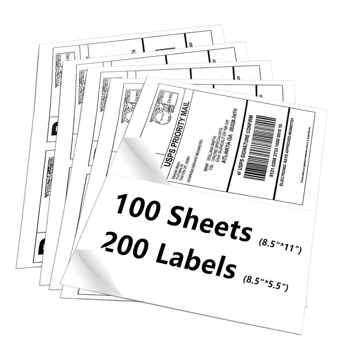 9527 Product 8.5" x 5.5" Half Sheet Self Adhesive Shipping Labels for Laser & Inkjet Printers, Easy to Peel Label, 100 Sheet 8.5 x 11 Address Labels, 2 Labels per Sheet (200 Labels)