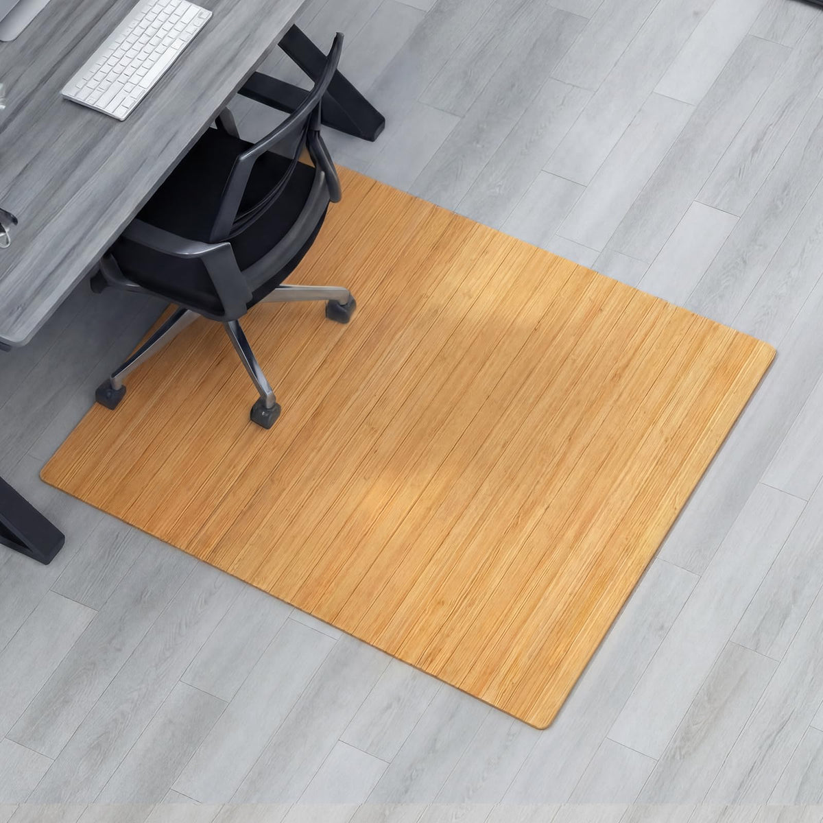 Leinuosen 36" x 48" Office Bamboo Chairmat for Carpet Floor Mat Highly Premium Quality Anti-Slip Office & Home Floor Protector Low Pile Carpet Chair Mat, 5mm Thick(Without Lip,Wood)
