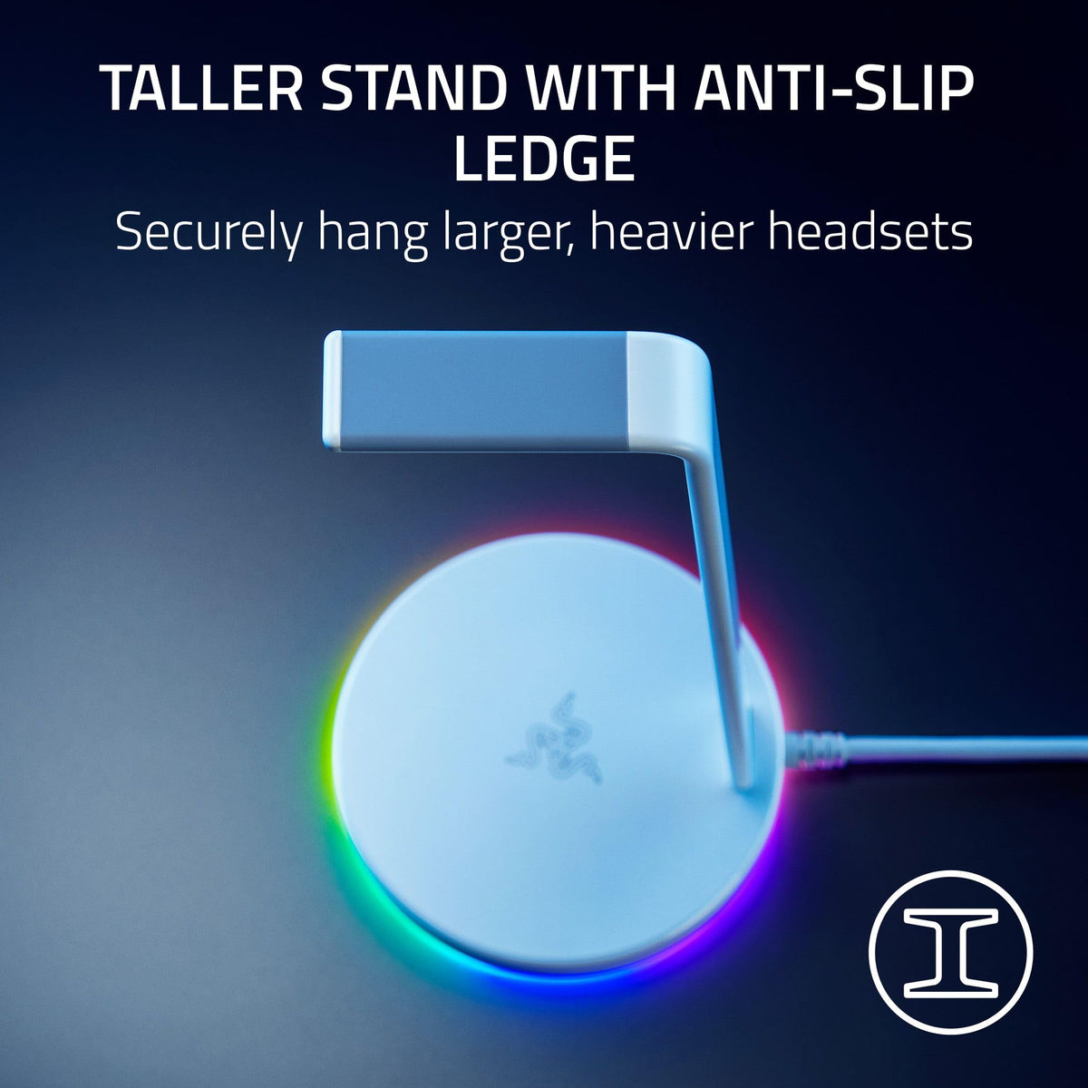 Razer Base Station V2 Chroma Headphone Headset Stand Holder: Chroma RGB Lighting - Taller Stand & Anti-Slip Ledge - USB Charging Ports - Anti-Slip Rubber Base - 3.5mm Port + Built-in DAC - Black