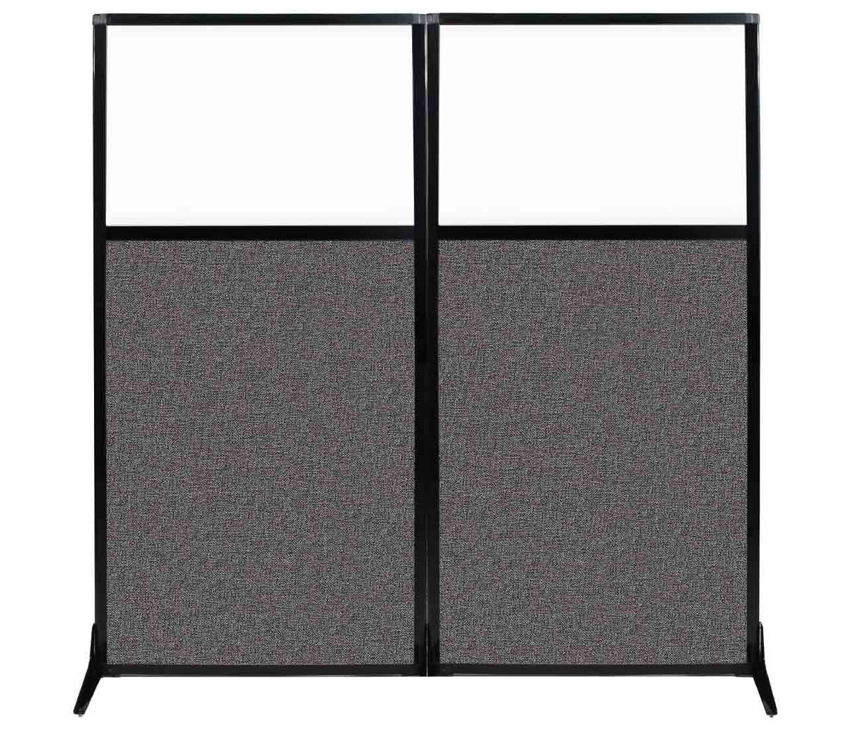 Versare Workstation Partition | Portable Wall Divider | Modern Office Cubicle | Free Standing Privacy Screen | Flexible Work Space | 66" x 70" W/Window, Charcoal Gray Fabric Panels