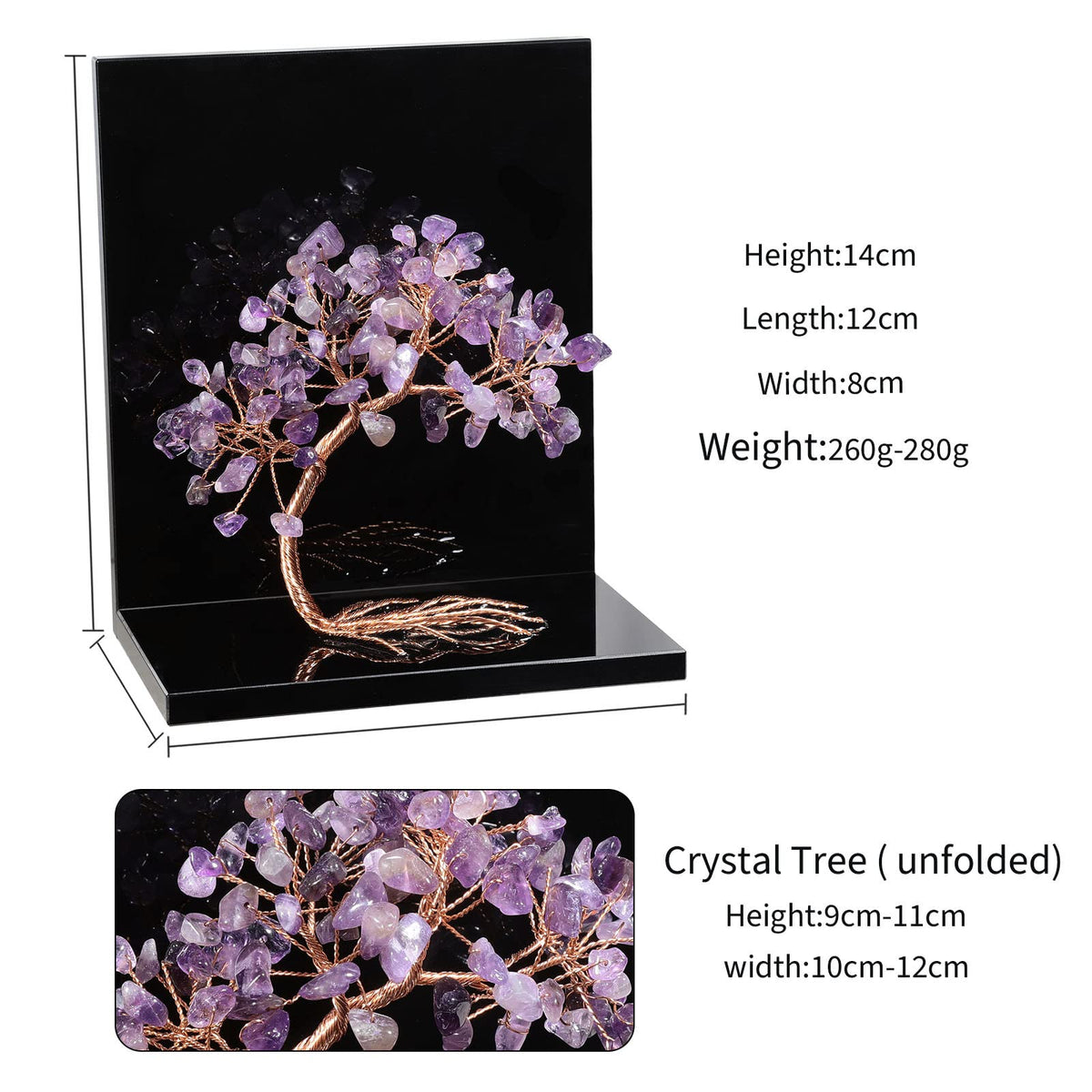 rockcloud Set of 2 Amethyst Crystal Tree Acrylic Decorative Bookends, L-Shaped Heavy Duty Book Ends to Hold Books for Home Office Shelves, Purple