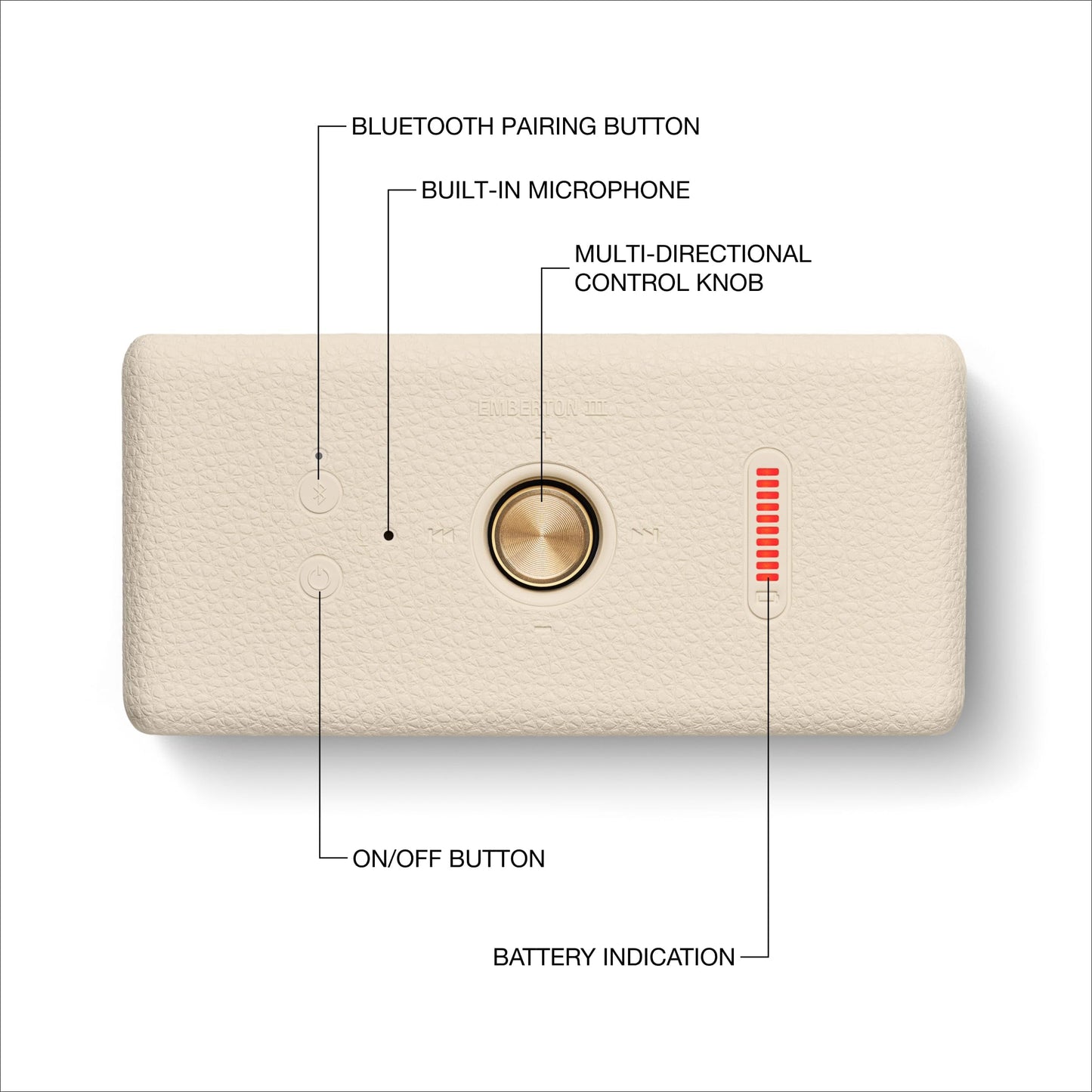 Marshall Emberton III Portable Bluetooth Speaker - Rugged Waterproof IP67 Design | Loud Stereo Sound, Deep Bass with 32+ Hr Playtime | Compact and Wireless for Travel and Outdoors - Cream