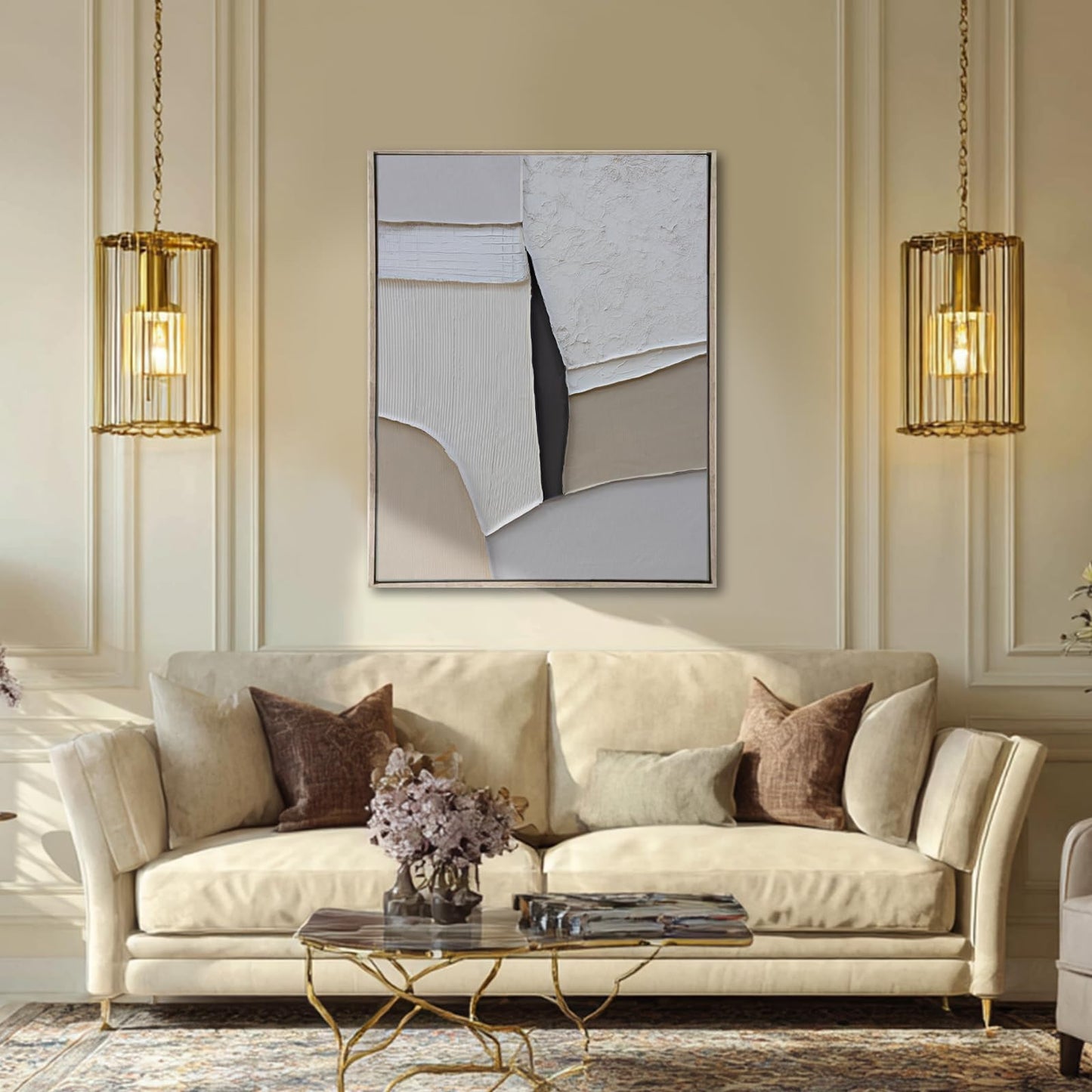 LEVERUP Modern Wall Decorations Abstract Wall Art Canvas Grey Painting Posters for Dining Room Living Room Office 32×40 Inchs Ready To Hang