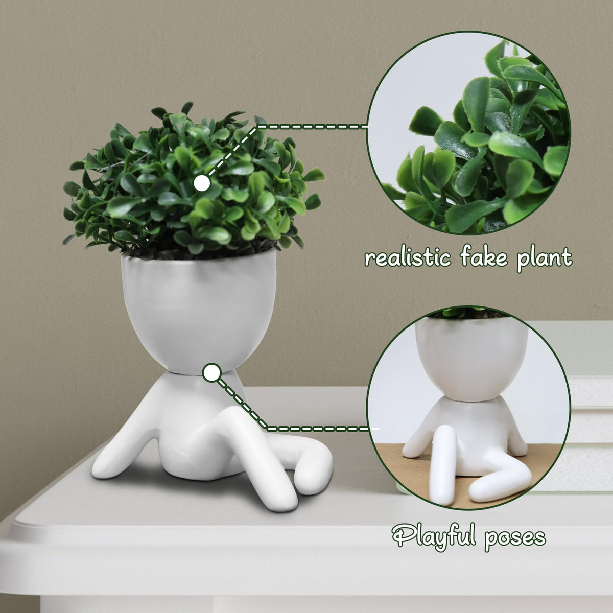 Zerzsy Desktop Plant for Women Office Decoration Fake Plant Succulents Artificial for Home Bathroom Living Room Office Decor Small Fake Plants Decor for Bedroom - Set of 1
