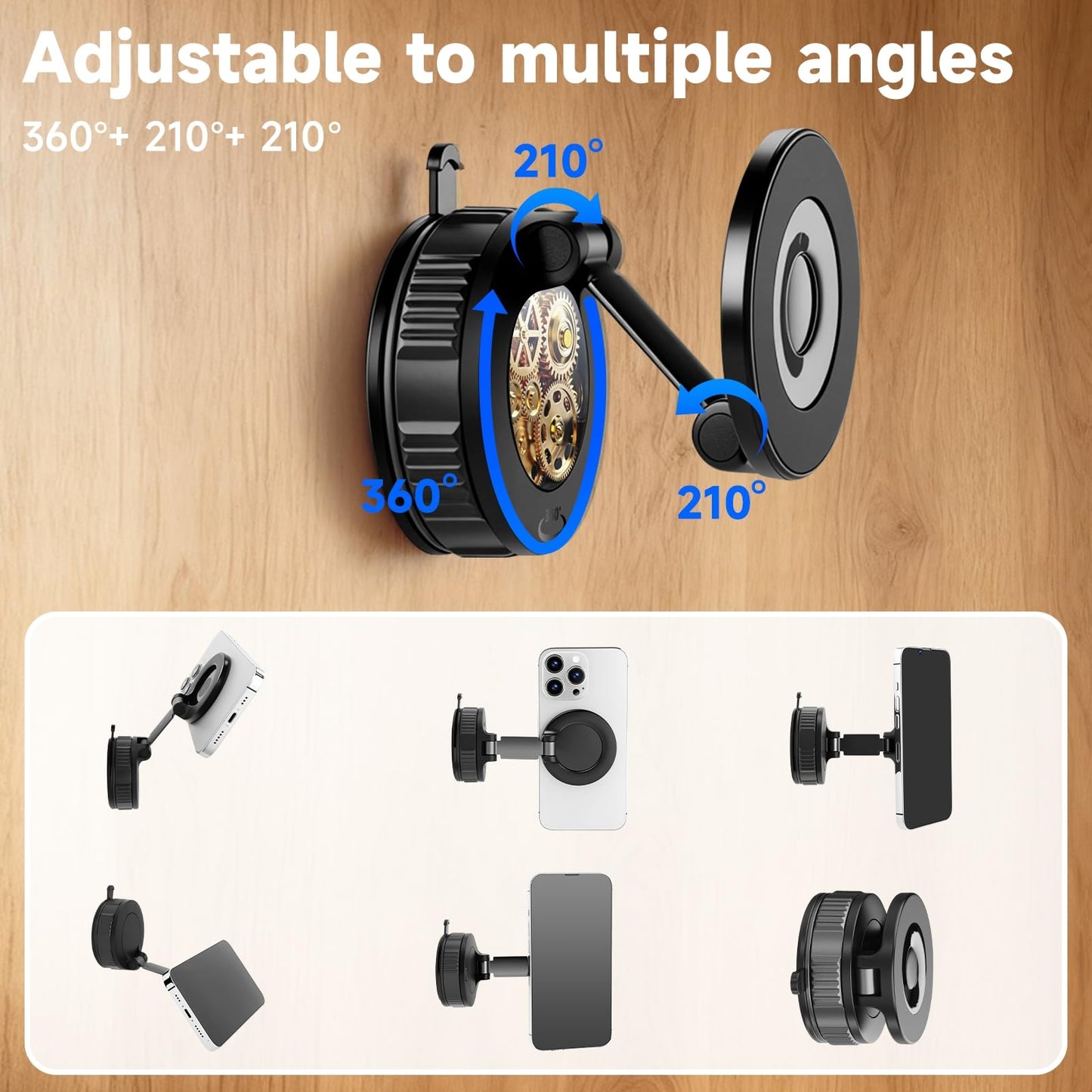 NibulaSpark Vacuum Magnetic Shower Phone Holder for Bathroom, Kitchen, Car- Hands Free Mirror Phone Holder, 360° Adjustable Suction Cup Phone Mount for iPhone Android, Gift for Men Women, Graduation