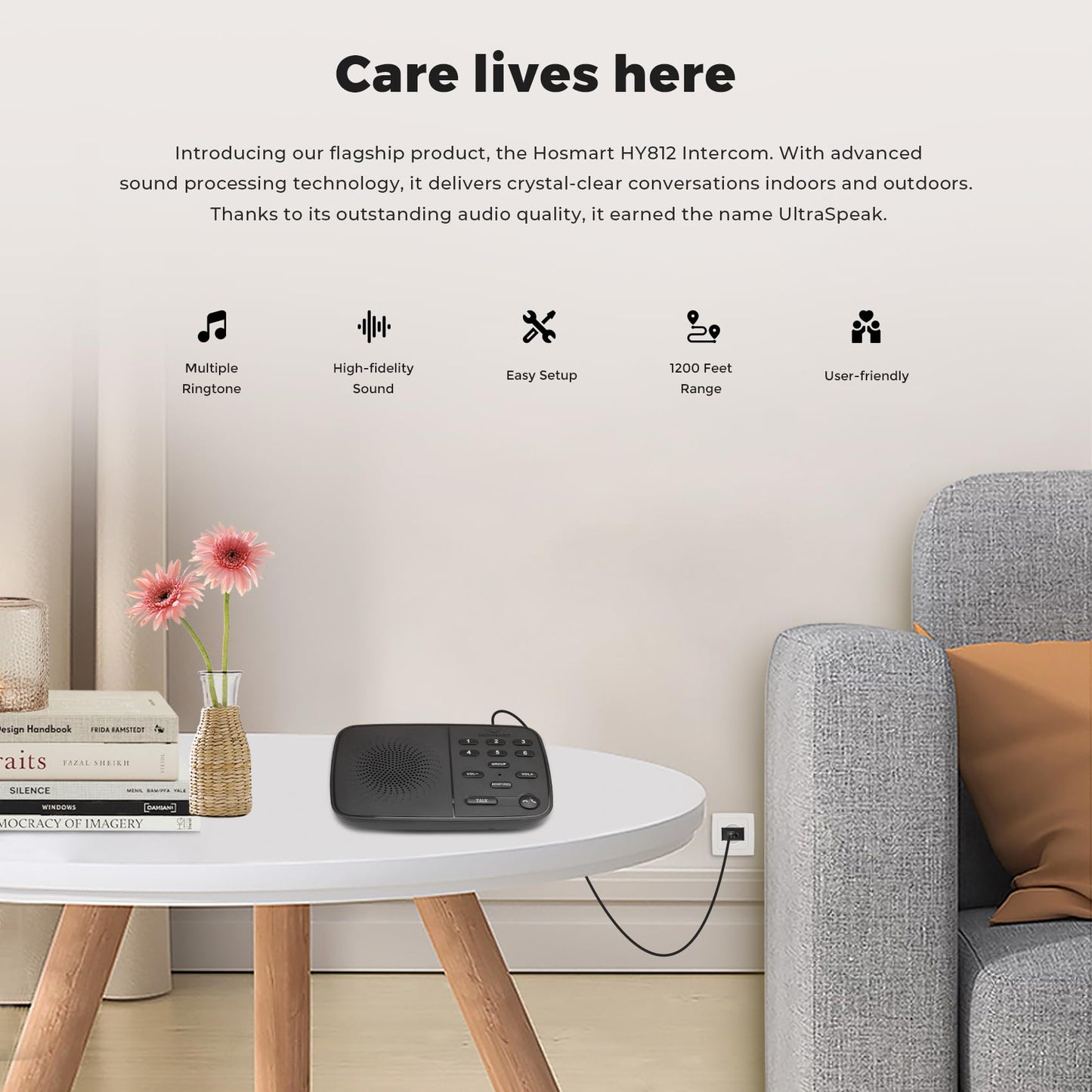 Hosmart UltraSpeak Intercoms Wireless for Home, 2025 Two-Way Real-time Intercom Full Duplex Wireless Intercom System for Home Use, House Intercom System for Business with 1200 Feet Range (2 Stations)