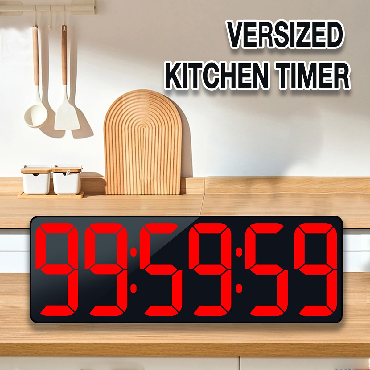 SJJSKY 17.2" Large Digital Timer Wall Clock with Remote Control, Count Down Up Digital Timer, Auto DST LED Big Digital Clock for Bedroom Kitchen Living Room Office Gym Home Decor, Red