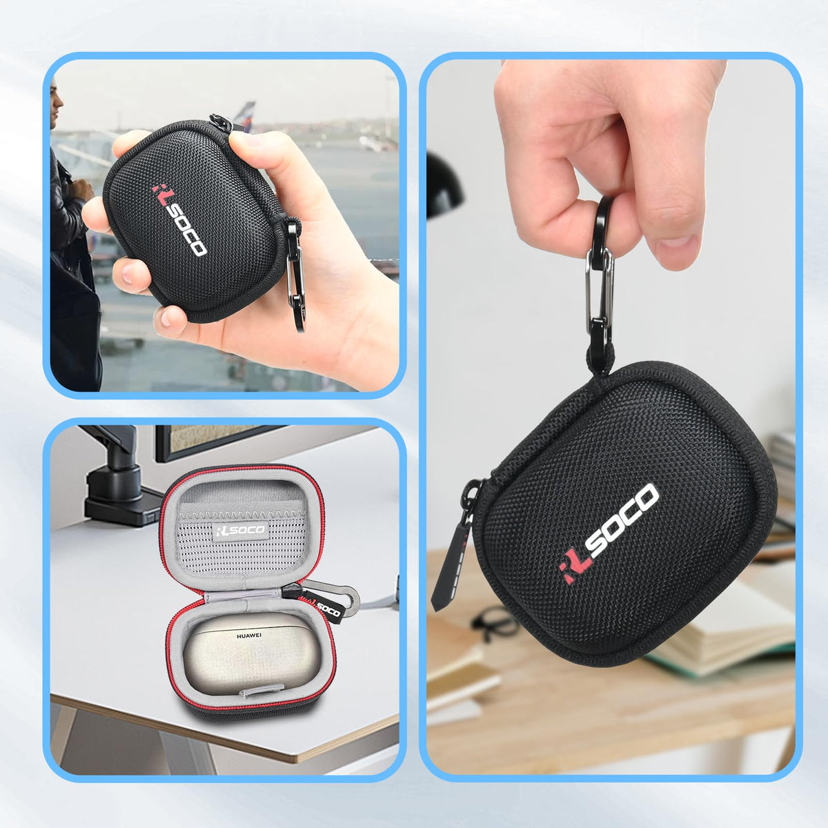 RLSOCO Hard Case for Huawei FreeBuds Pro 5 Wireless Earbuds | Shockproof, Dustproof, Water-Resistant Storage Pouch, with Sturdy Metal Hook (Case Only)