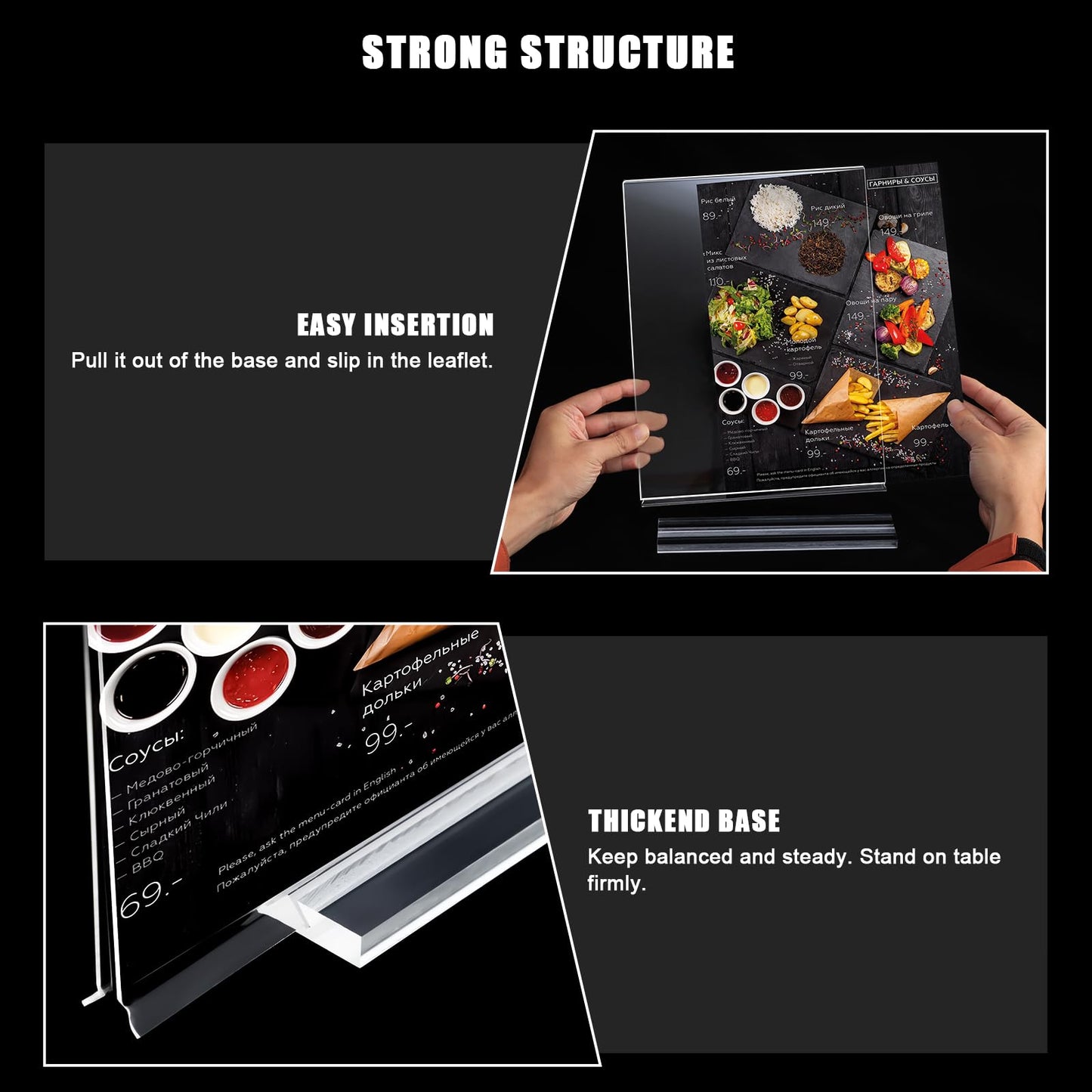 xydstay 6pack Acrylic Sign Holder 5.5 X 8.5, Vertical T Shape Clear Plastic Sign Holder, Menu Holder,Table Display Stand for Restaurant, Office, School, Store and Home Use