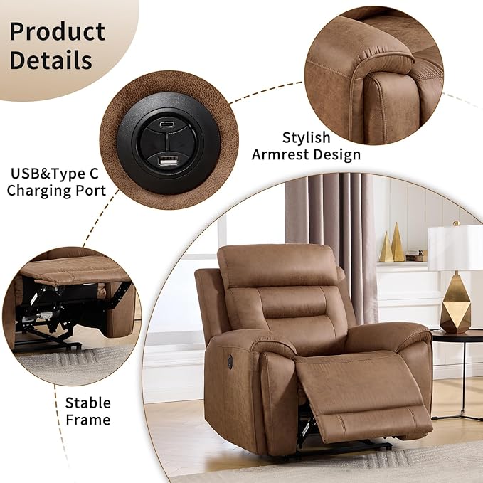 ANJ 2-Piece Oversied Faux Leather Power Recliner Sofa Set