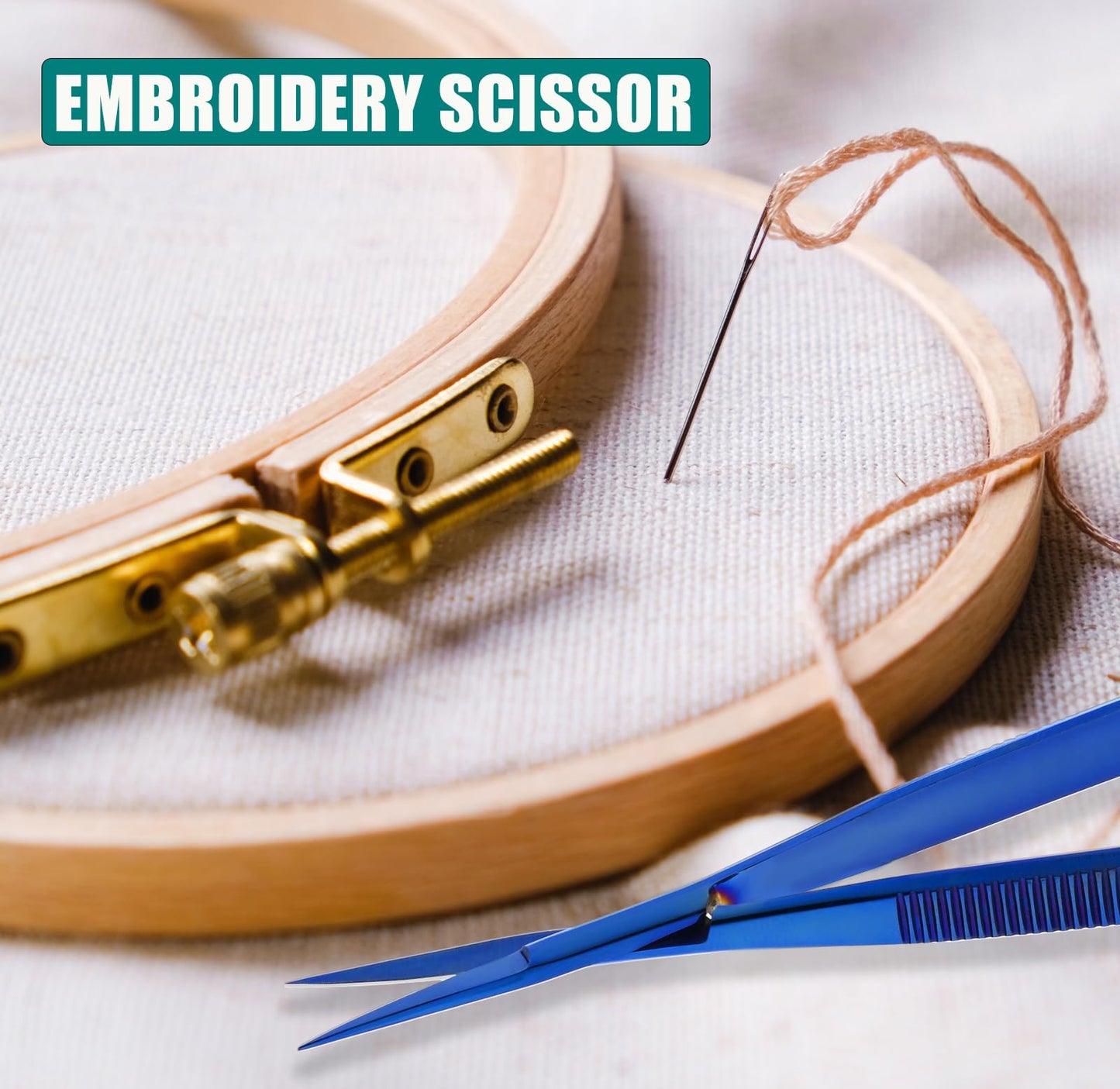 Cross Edge Spring Scissors 5 Inch straight Stainless Steel Precision Eyebrow & Eyelash Shaping & Trimming Scissor, Snips Squeeze, Embroidery & Knitting Micro Tip Craft (Blue)
