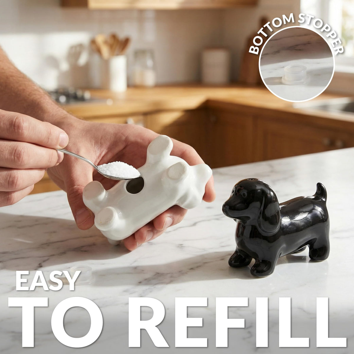 Fisura - Dogs Salt and Pepper Shakers Set – Ceramic Salt & Pepper Shakers for Kitchen or Dining Table, Cute Decorative Dog Design, 3.9 x 2.8 in