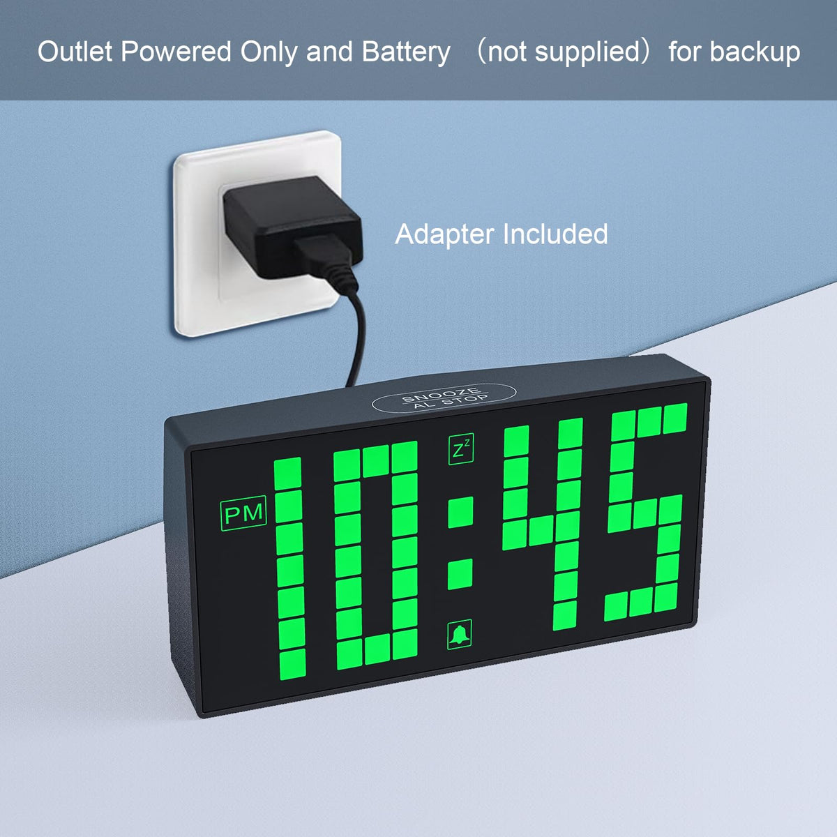 KWANWA Auto-Dimming Digital Alarm Clock with Weekend Mode & Battery Backup, 12/24H DST, Small LED Clock for Bedroom, Desk, Nightstand, Kids, Seniors