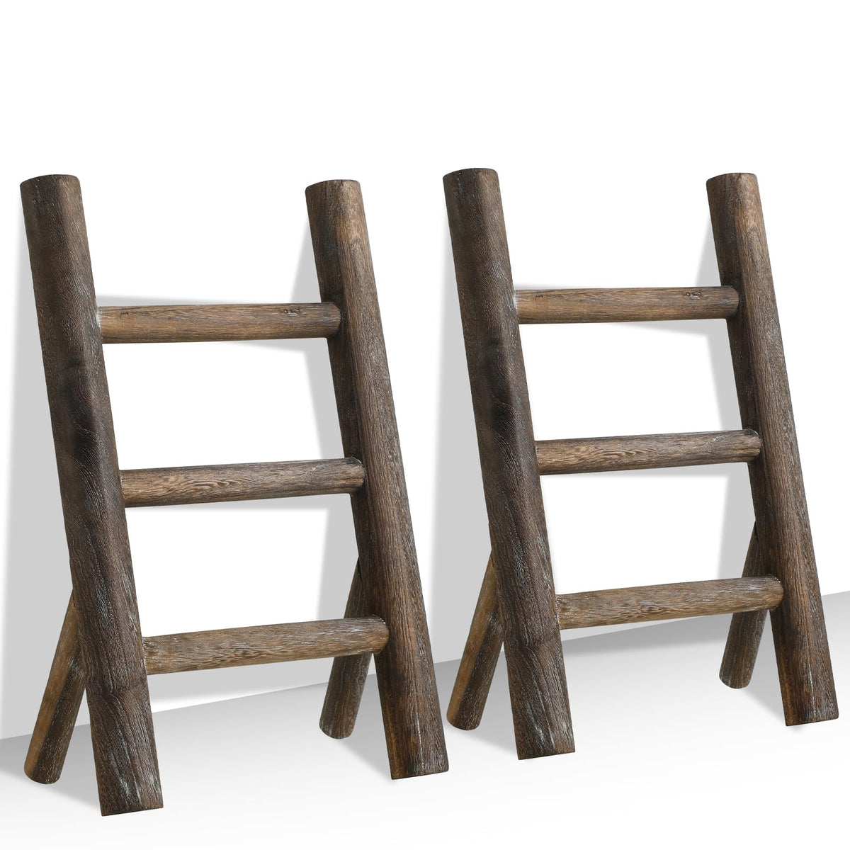 Cinnvoice 2 Pcs Wooden Tea Towel Ladder Rustic Hand Towel Stand Rack Mini Countertop Towel Stand Farmhouse Wood Counter Towel Holder for Bathroom Country Kitchen Office(Wood Color)