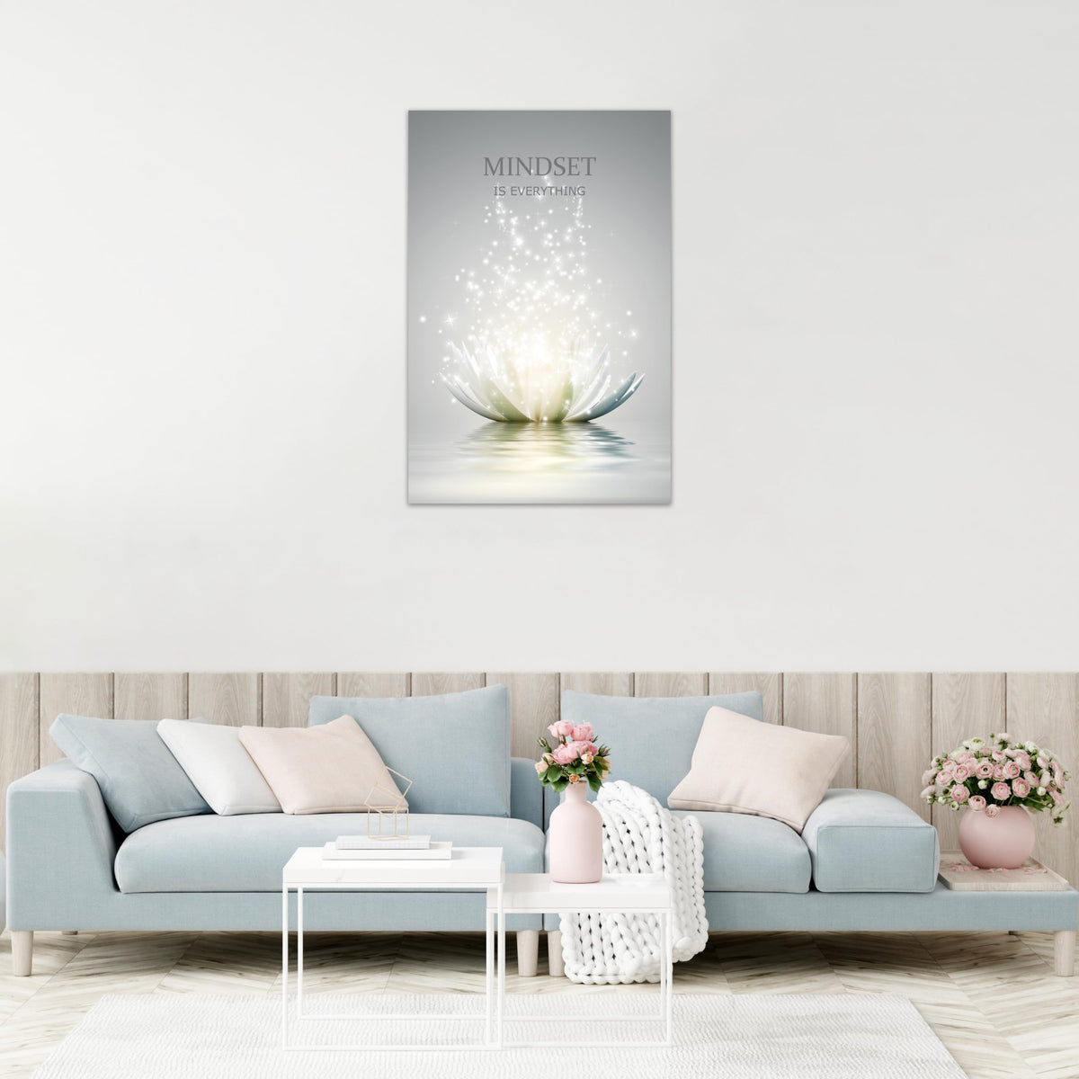 Lotus Flower Wall Art Canvas Mindset Motivational Quotes Poster for Zen Office Wall Decor Spiritual Meditation Prints Artwork Framed (12 x 16inches)