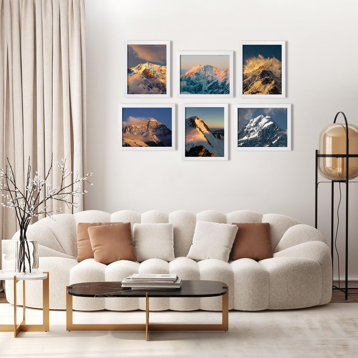 Egofine 8x10 Picture Frames Set of 6, Made of Solid Wood Covered by Plexiglass Display 4x6 and 5x7 with Mat or 8x10' without Mat, for Table Top Display and Wall Mounting Photo Frame White