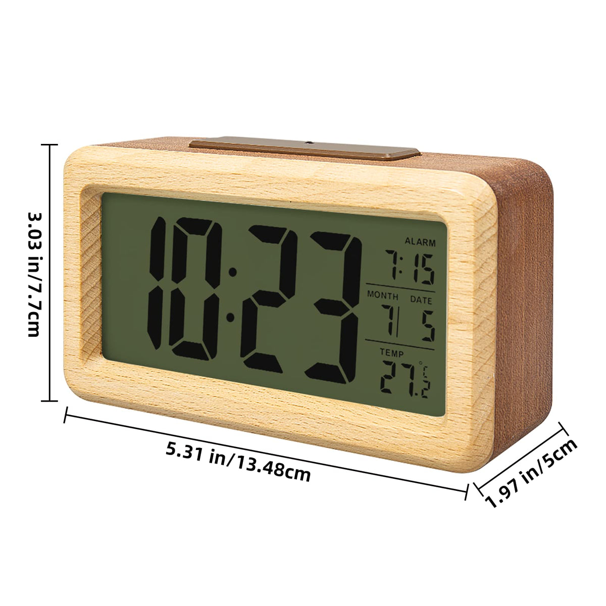 everwood Wooden Digital Battery Operated Alarm Clocks for Bedrooms, Beside, Table, Desk