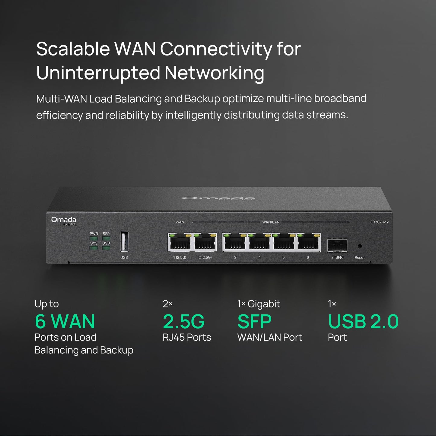 TP-Link ER707-M2 | Omada Multi-Gigabit VPN Router | Dual 2.5Gig WAN Ports | High Network Capacity | SPI Firewall | Omada SDN Integrated | Load Balance | Lightning Protection