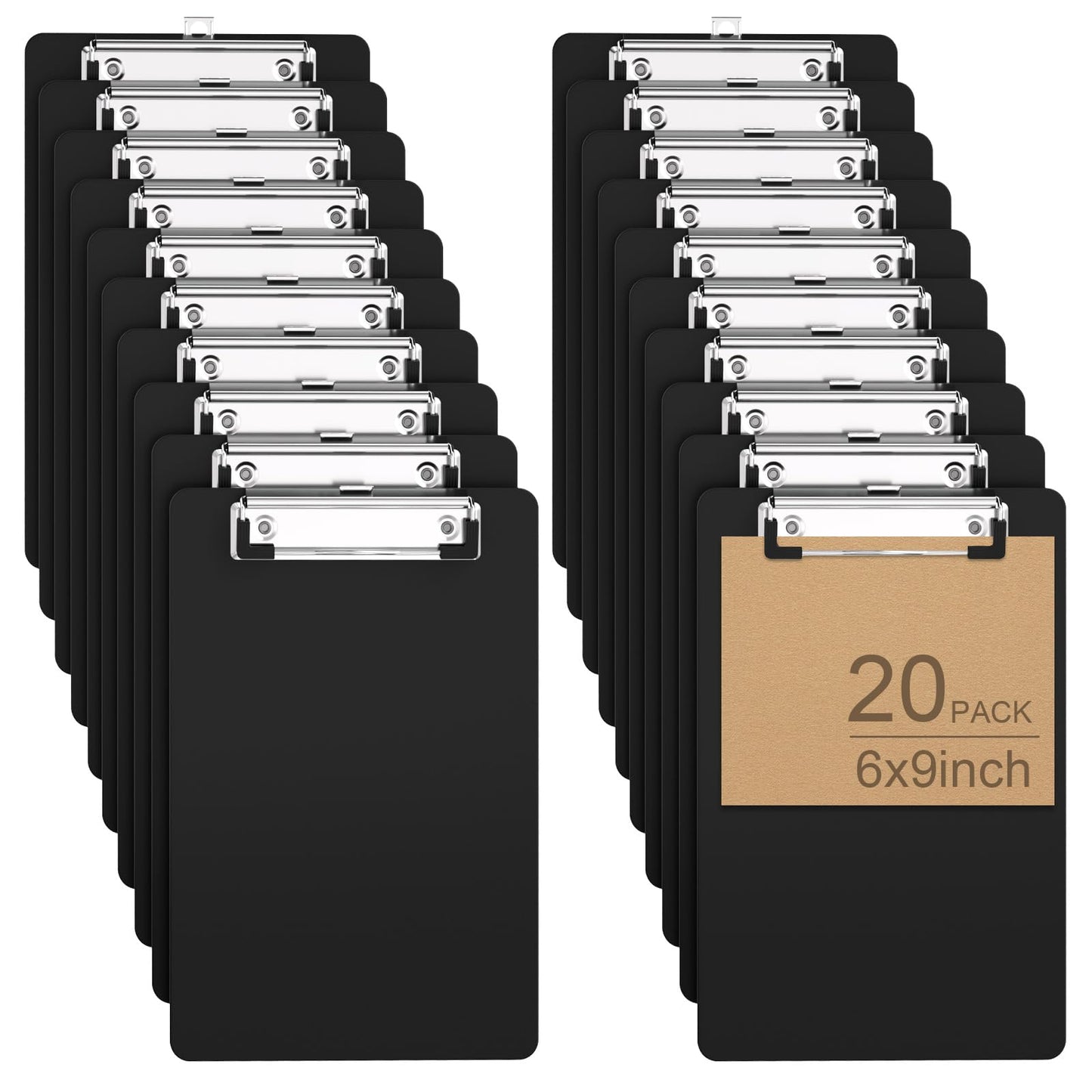 Zoenley Small Black Clipboard, 6 x 9 Half-Letter Size for Classroom, Students, Teacher, Nurse, A5 Mini Clip Board with Low Profile Clip, Office & School Supplies（20Pack）