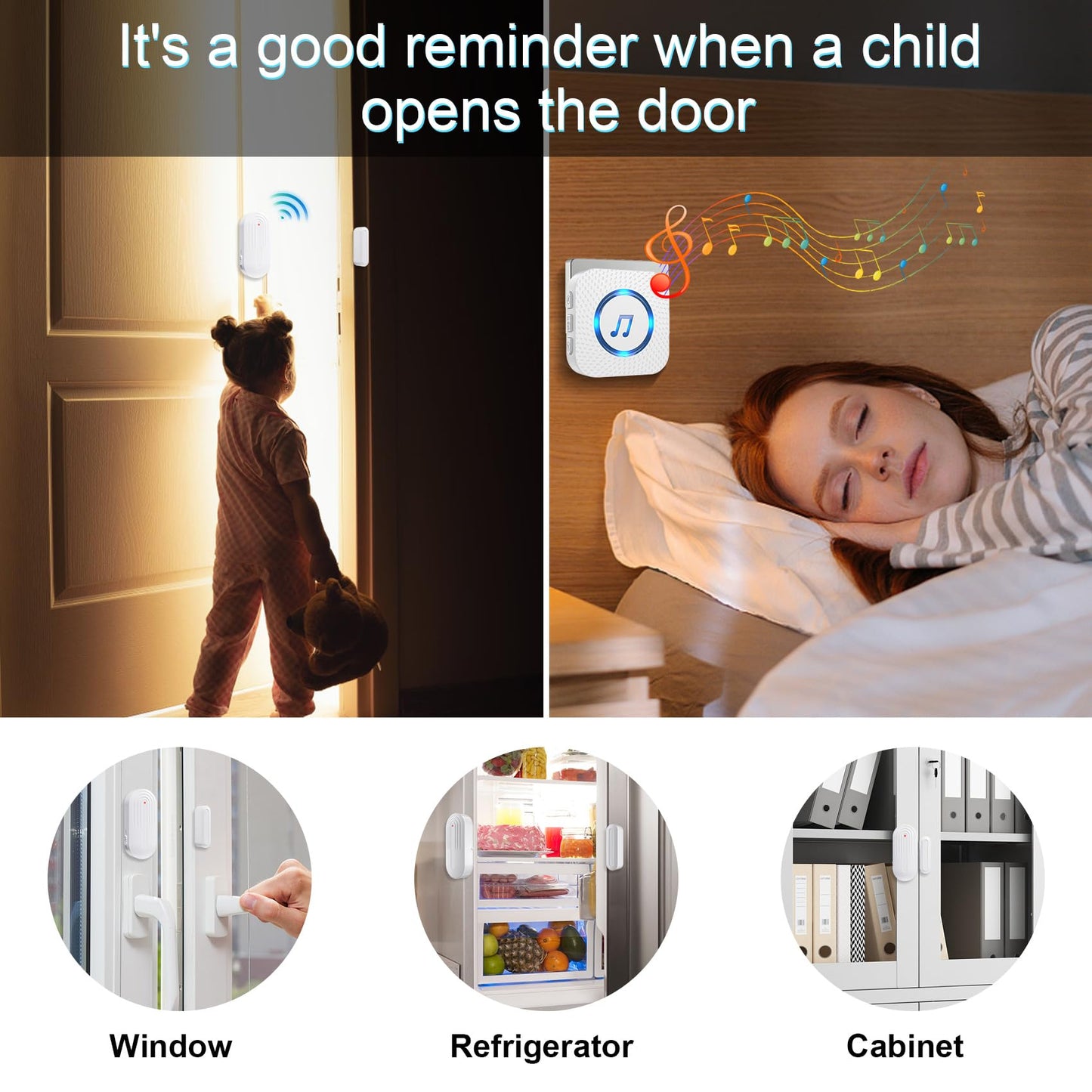 SanJie Door Chime, Door Open Contact Sensor Alarm with 500 FT Range,26 Chimes 5 Adjustable Volume for Business/Store/Home/Office When Entering 3 Sensors + 1 Receiver