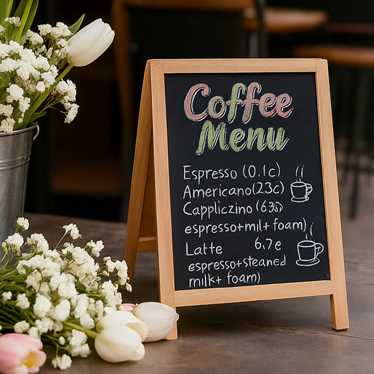 2 Pcs Chalkboard Easel, with 2 Erasers, 15.7x9.8 in Tabletop Stand Chalkboards, Double-Sided A Frame Chalkboard Sign, Tabletop Menu Wooden Board, for Menu, Kitchen, Restaurant, Bar, Wedding, Home Dec
