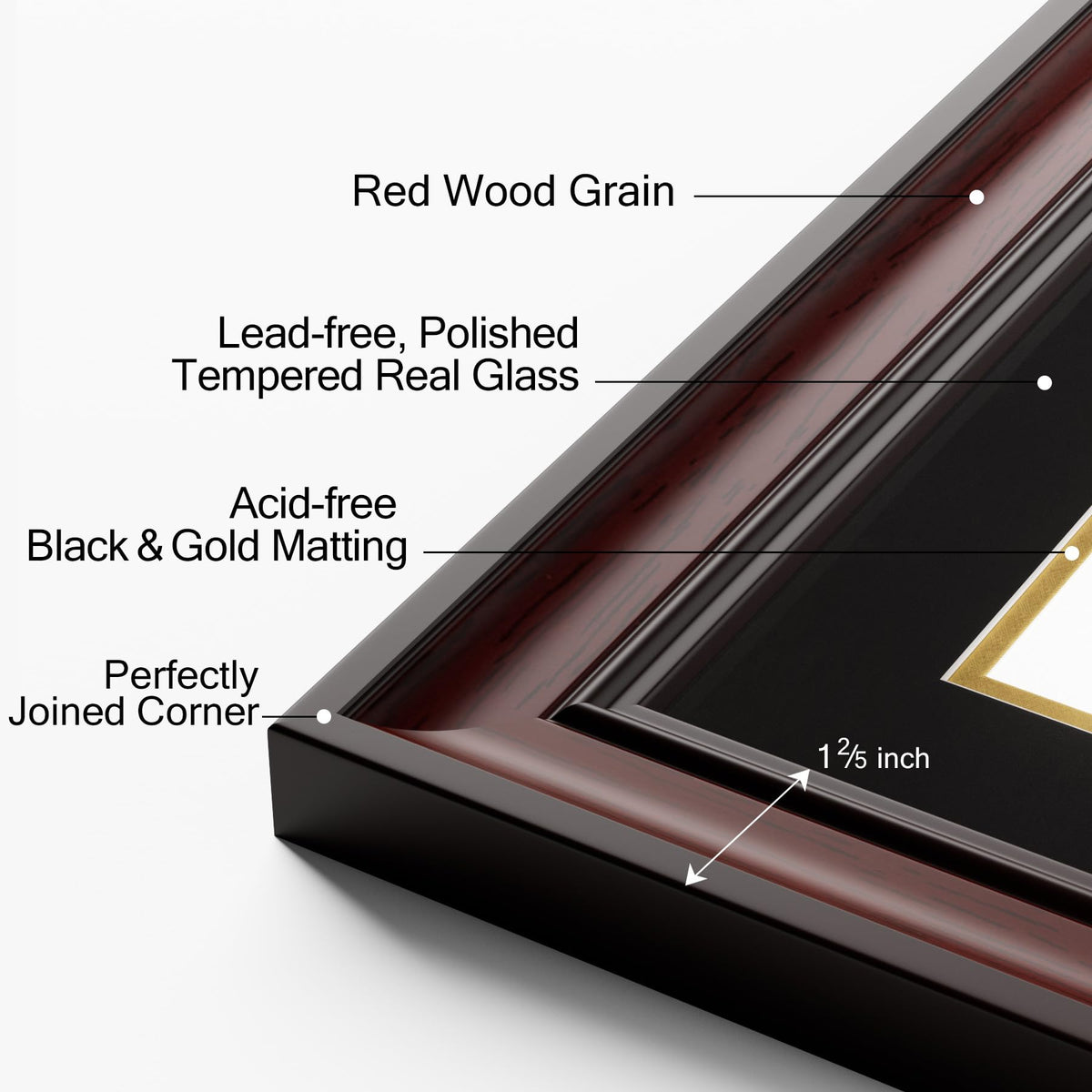 Yaetm 11x14 Diploma Frame, Certificate Frame with Tempered Glass, Display 8.5x11 Document with Black Over Gold Acid-free Mat or 11 x 14 without Mat, Wide Molding (Single, Mahogany)