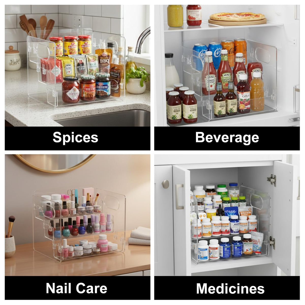 Wiojtry 3-Tier Vitamin Storage Organizer, Organizer for Vitamin Bottles And Medicine Bottle, Vitamin Bottle Organizer for Countertop, Bathroom Cabinet Storage Items Are Clearly Visible (1)
