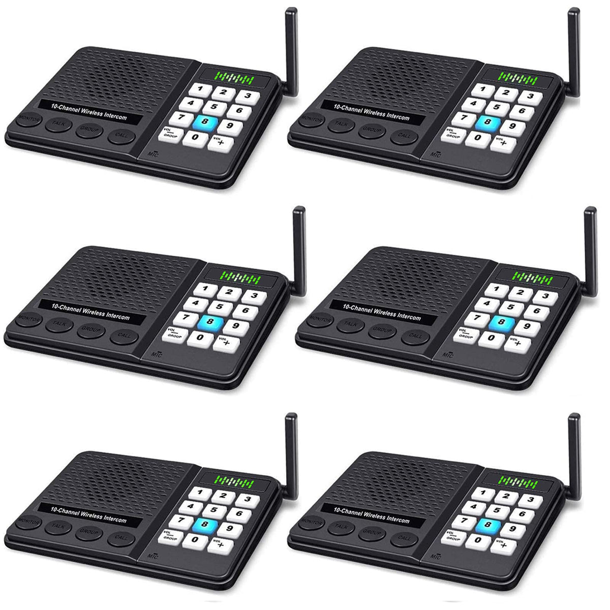 6 Pack Intercoms Wireless for Home - Room to Room Intercom System for House, Business, Office, Hotel - Long Range Home Communication System