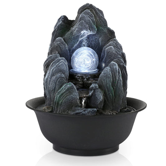 WICHEMI Water Fountains Indoor Waterfall Fountain Tabletop Fountain with LED Rolling Ball Stacked Rocks Indoor Water Feature Zen Meditation for Home and Office Indoor Spaces Decor (Style 19)