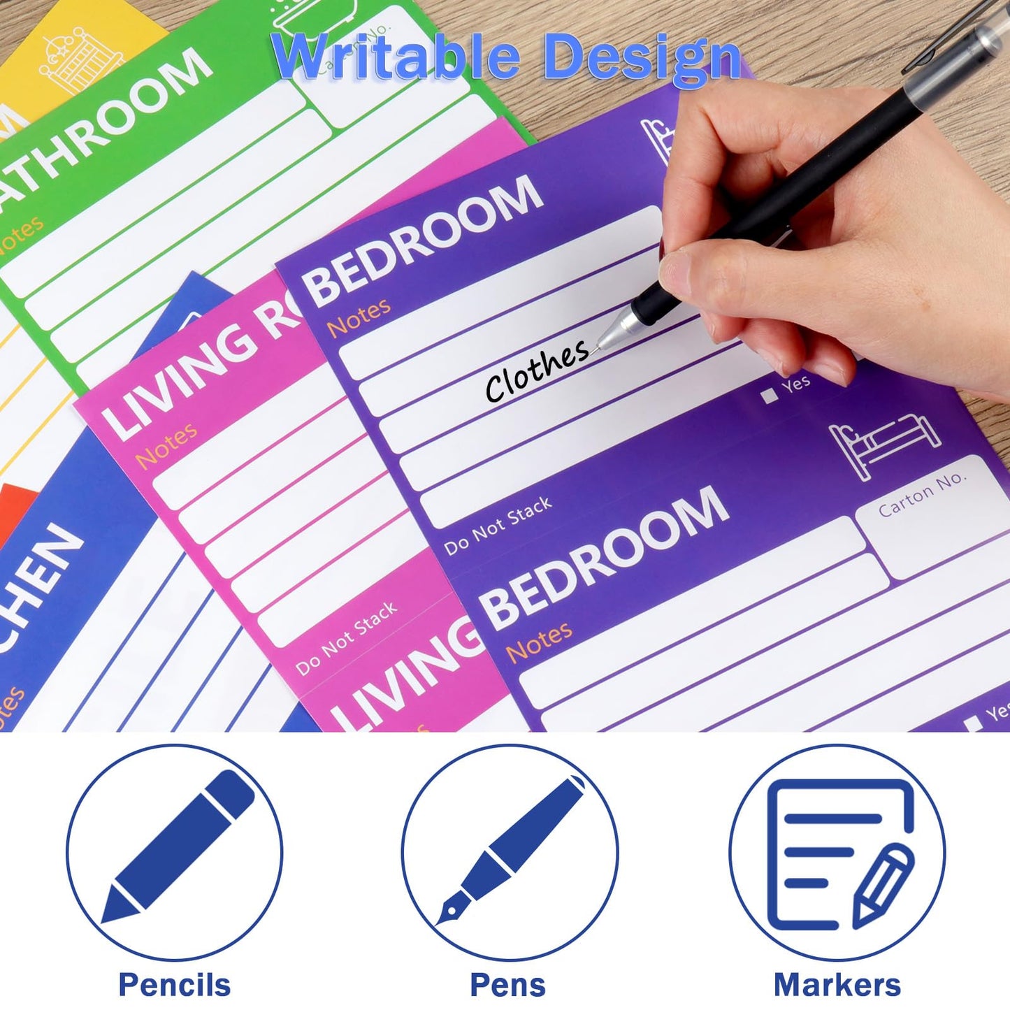 6 x 4 in Large Moving Labels for Boxes, Home Moving Packing Color Coded Stickers Supplies Labels with Writable Notes Areas, Fragile Blank Moving Boxes Stickers 160pcs
